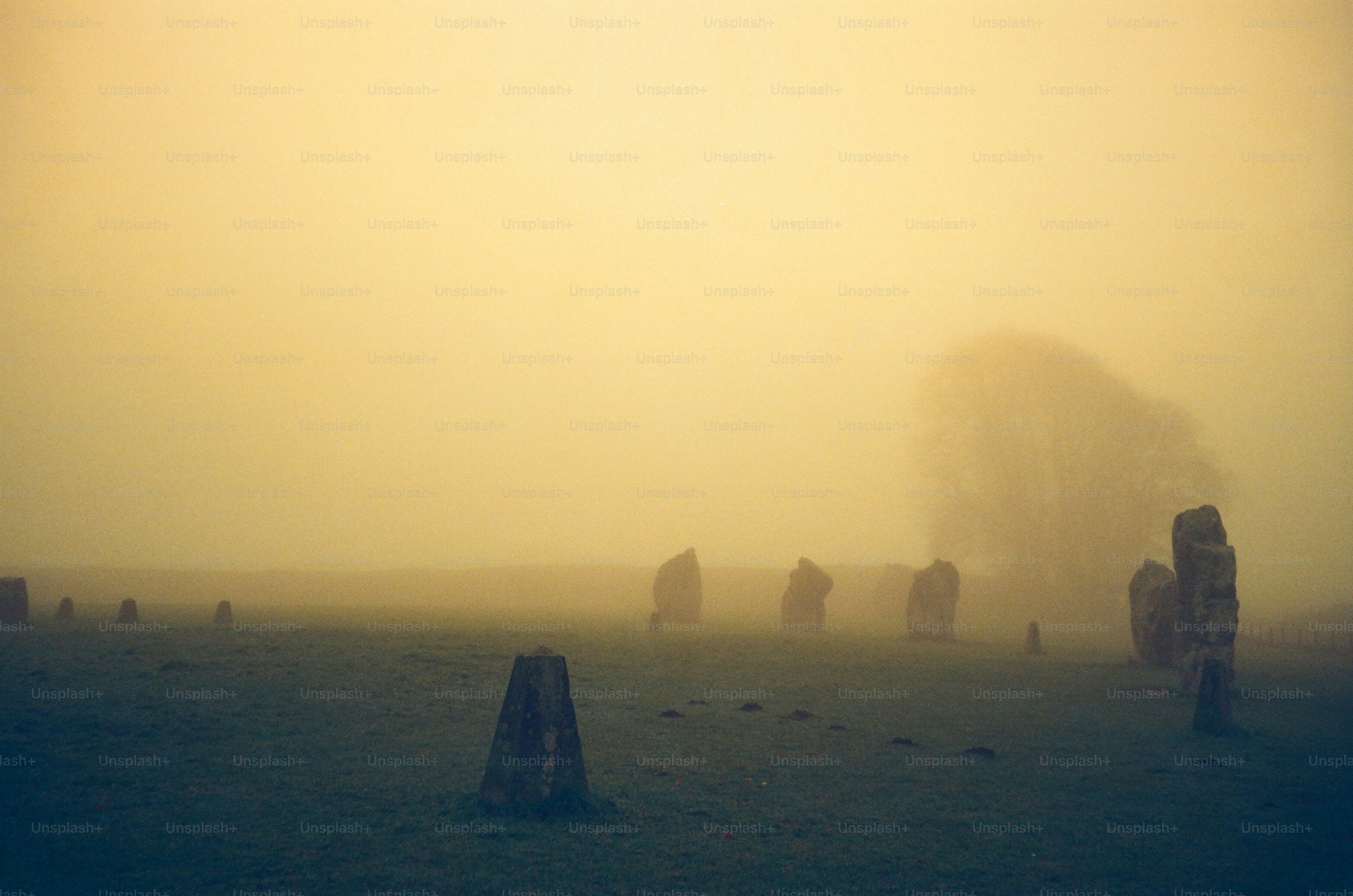 Misty morning at ancient stone circle