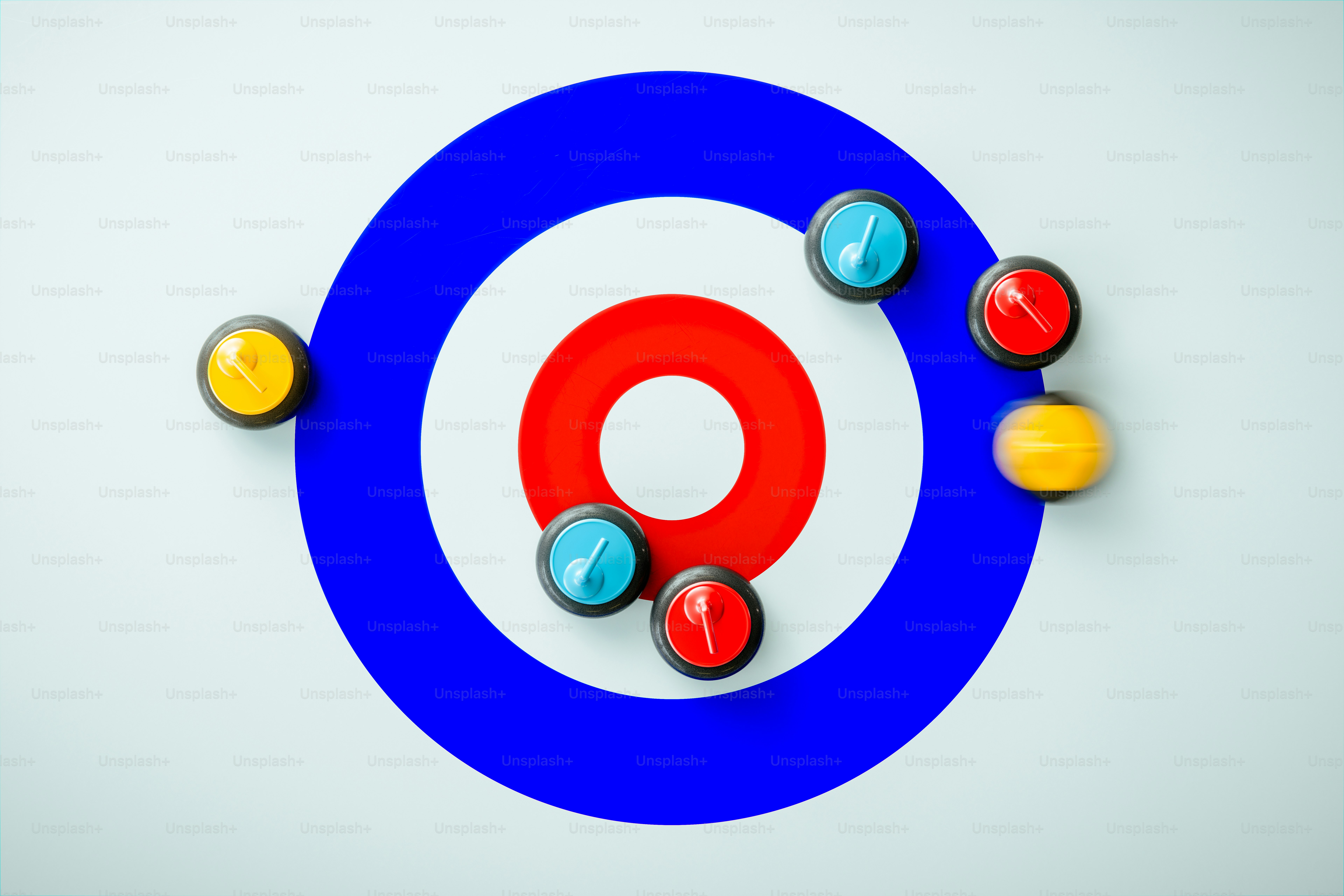 Curling stones on a target