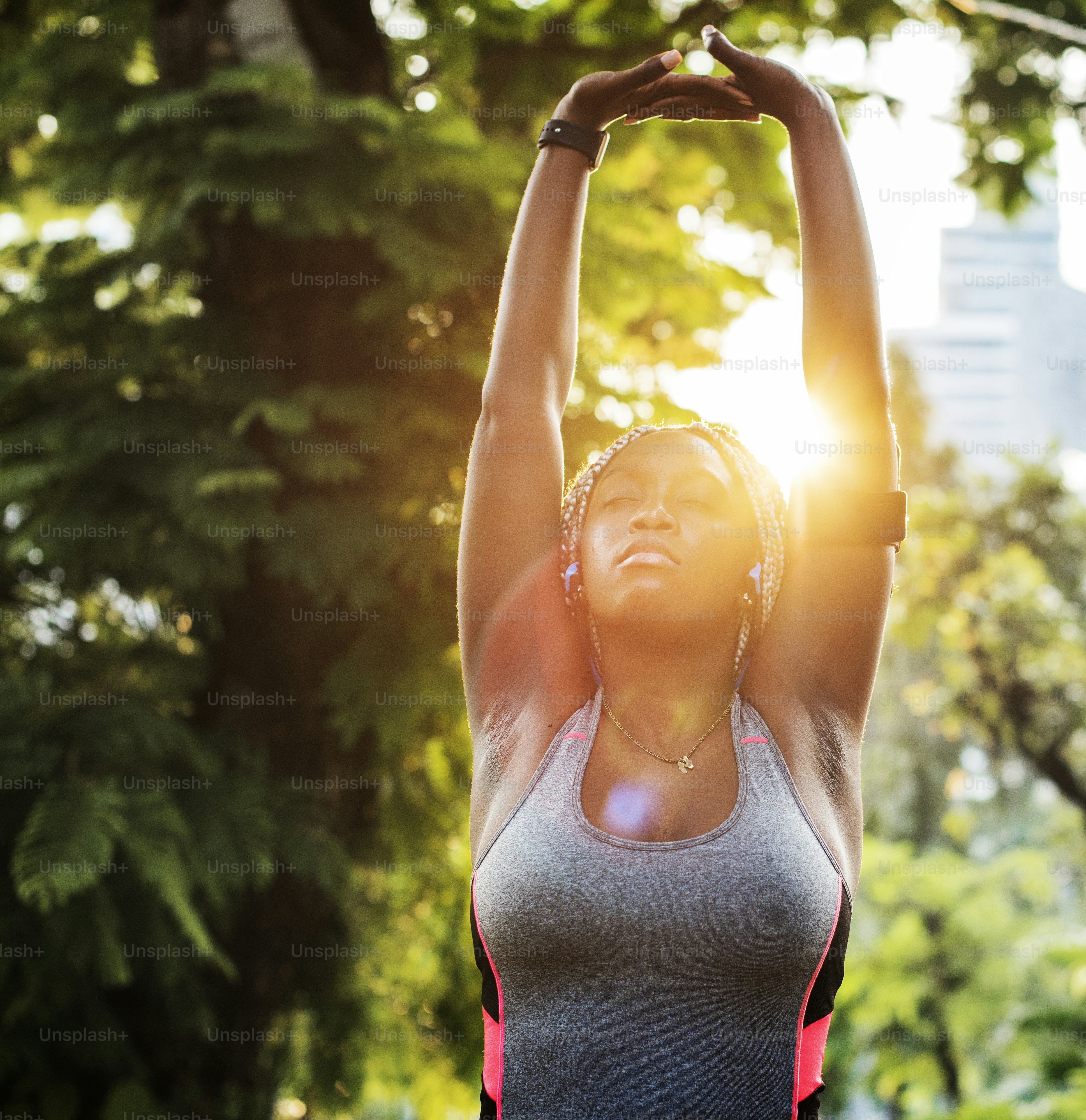 A woman exercising in the park