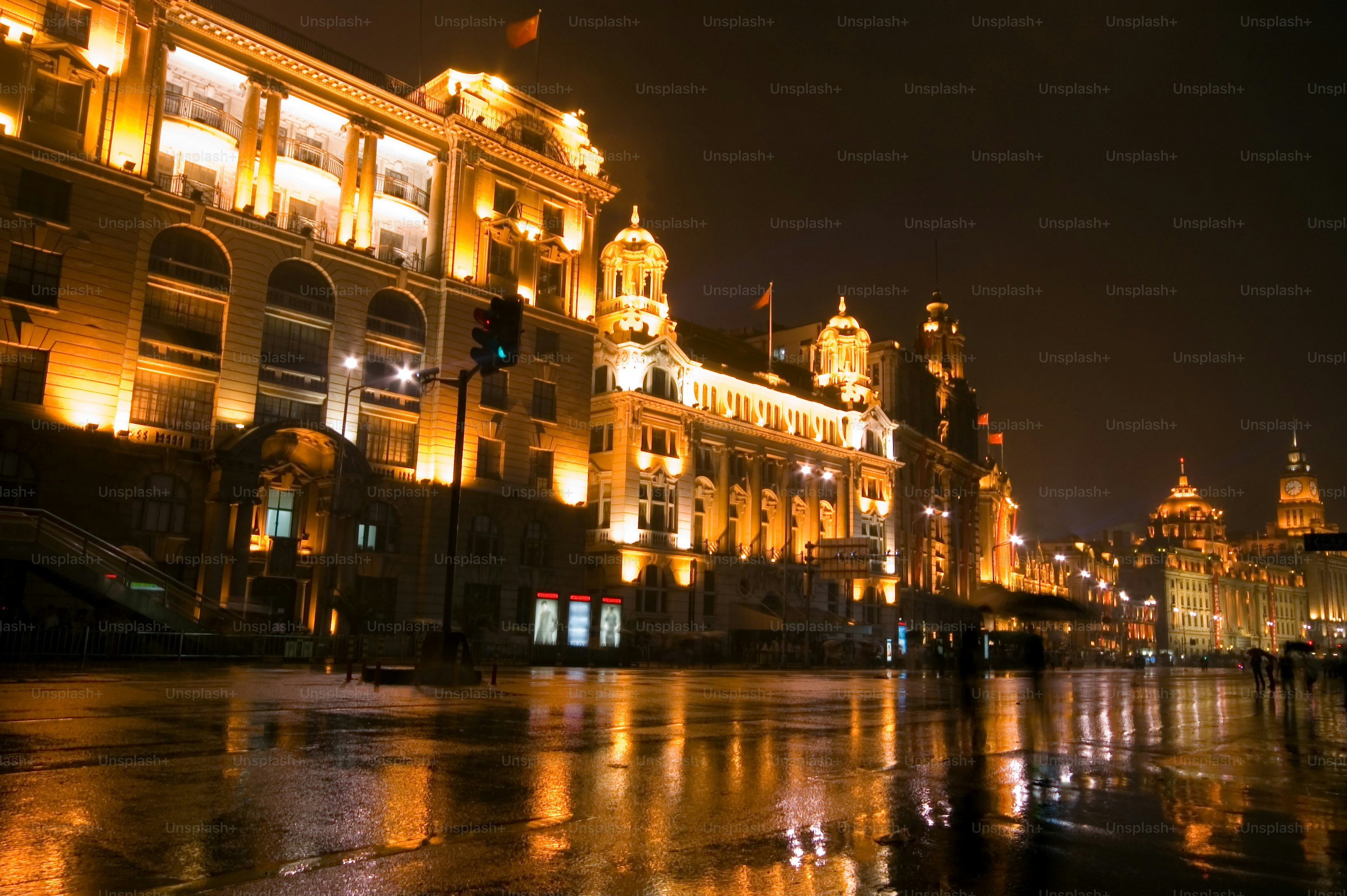 The Bund in Shanghai on a National holiday. People in motion blur.