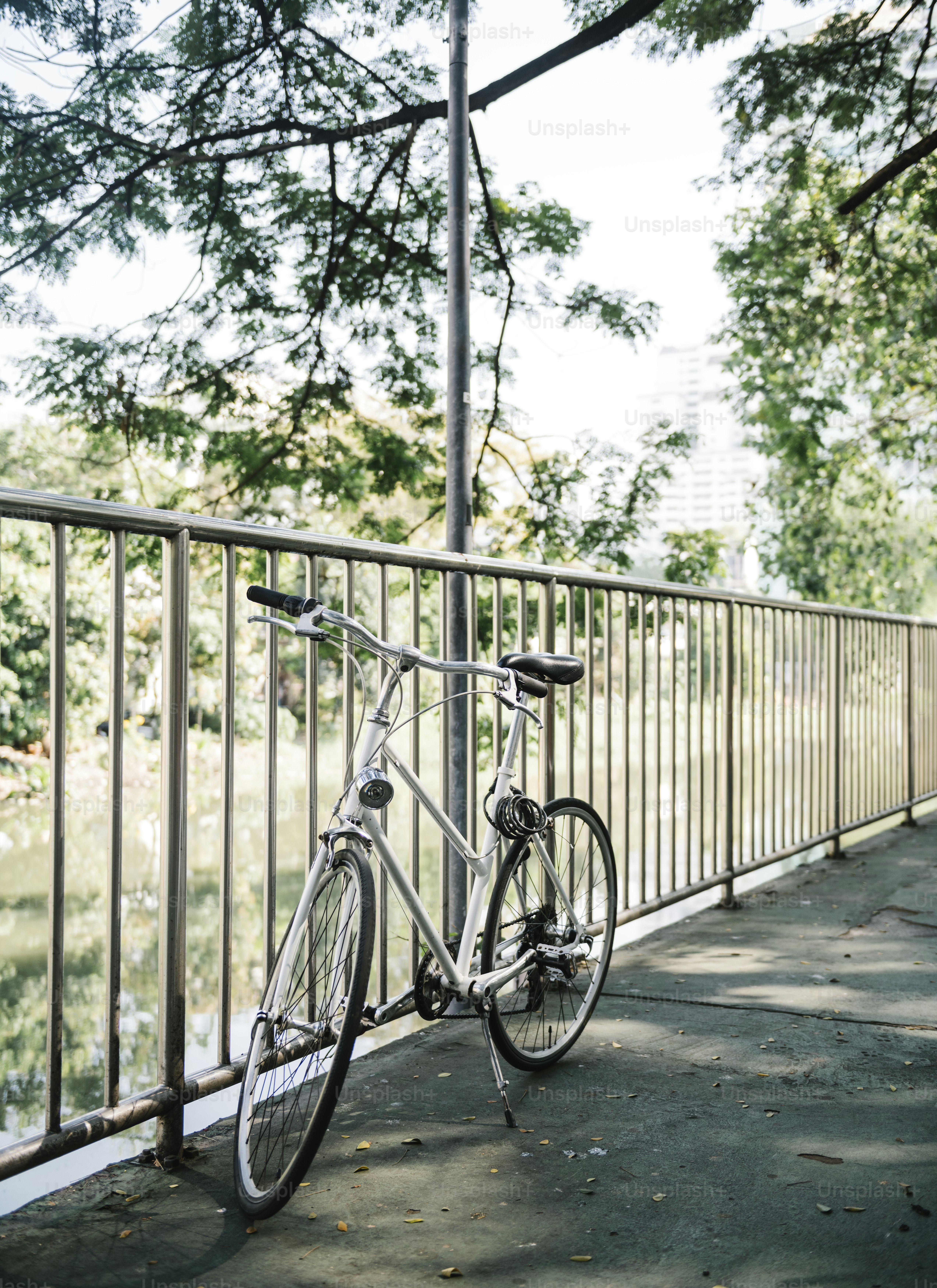 White bike parking on a street side