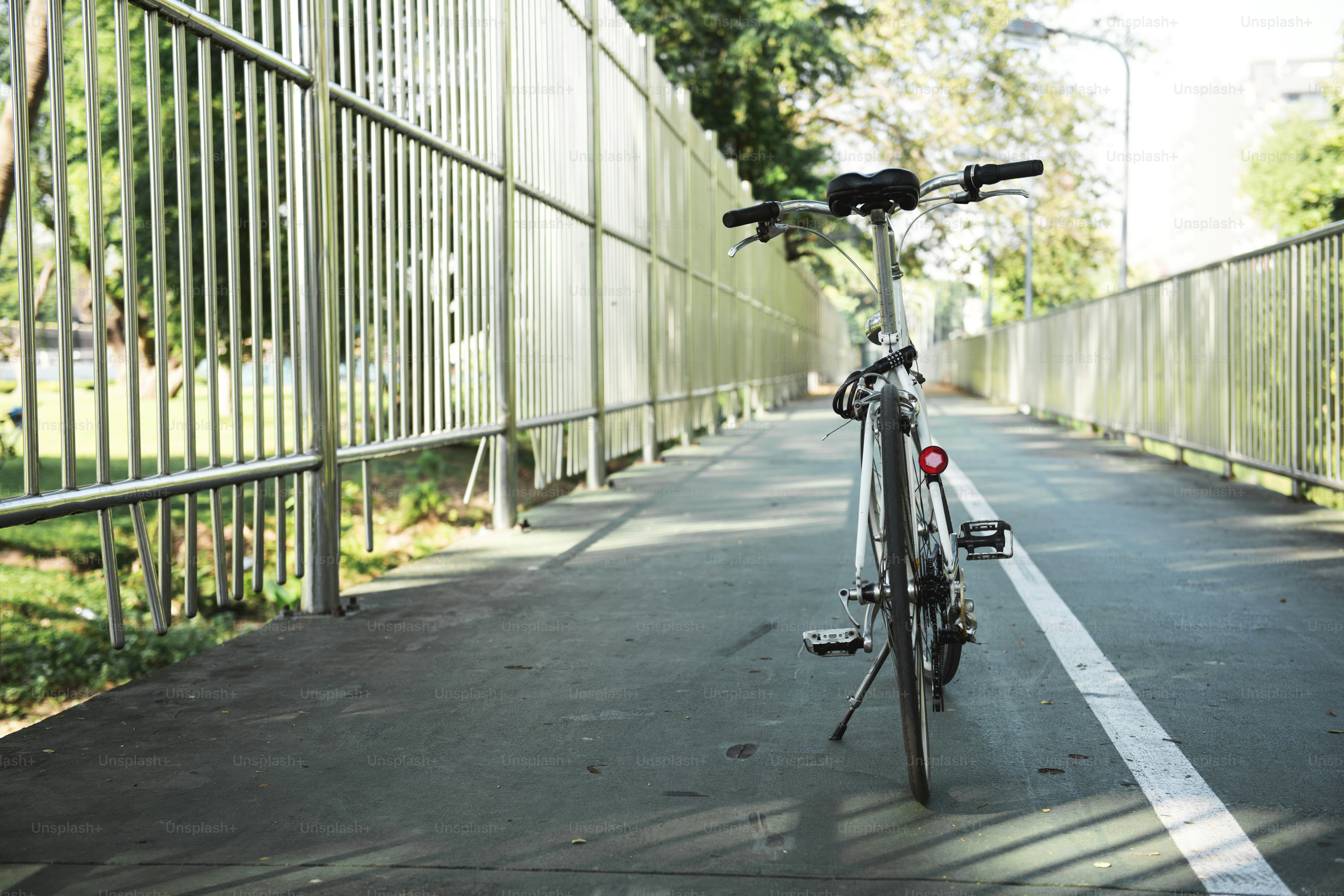 White bike parking on a street side