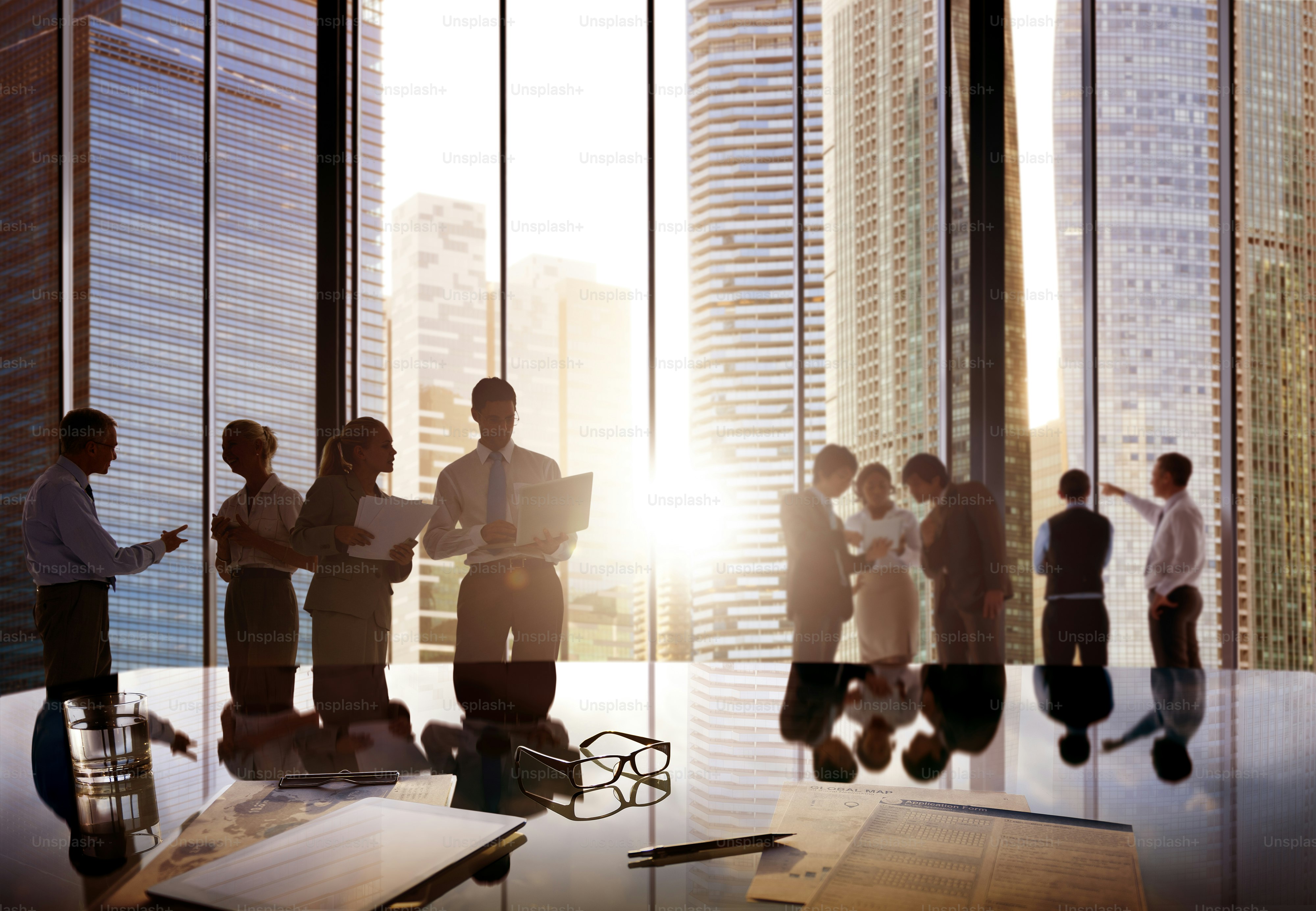 International executives discussing investment risk India strategies in a modern office