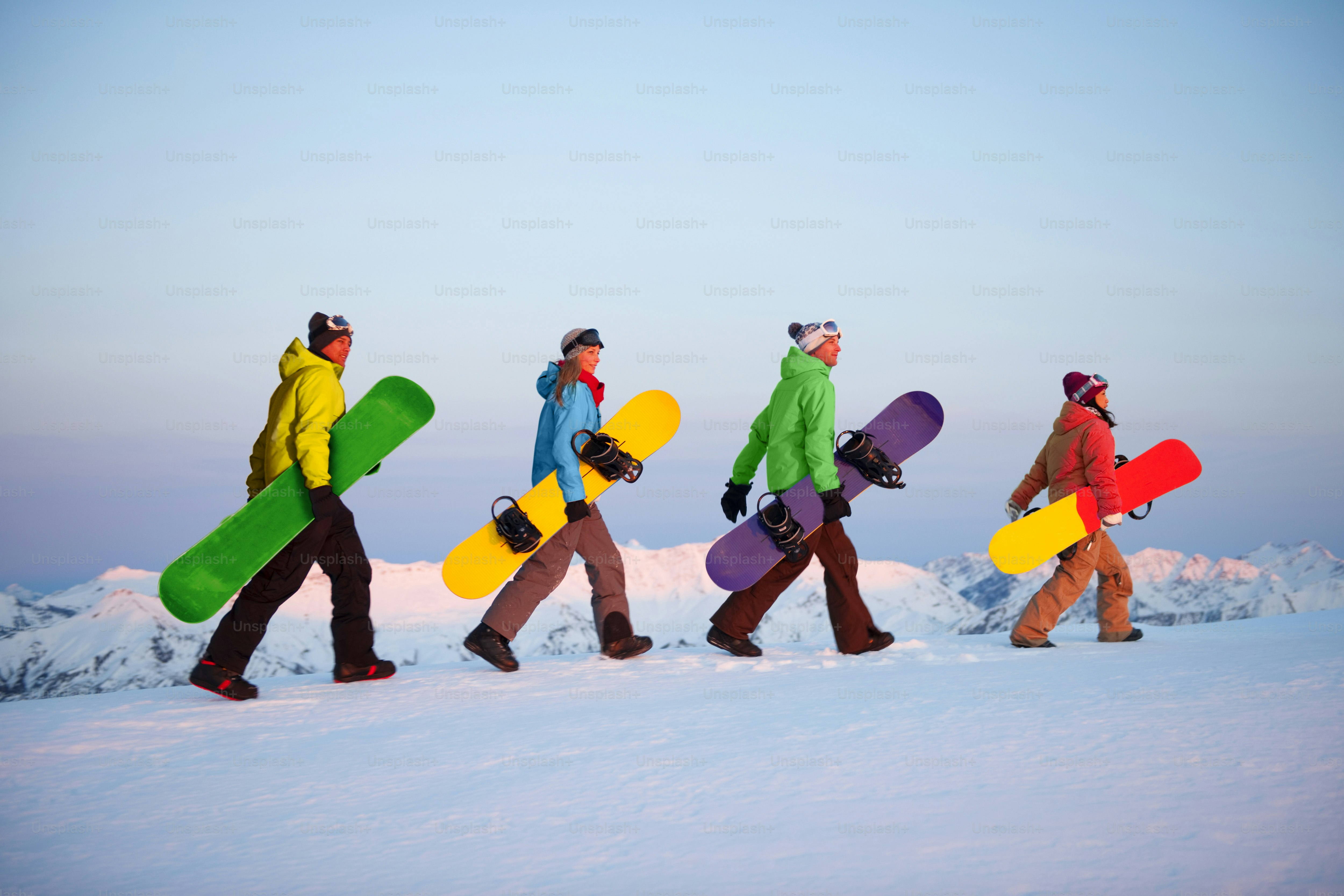 Group of snowboarders on top of the mountain. photo – Winter Image on ...