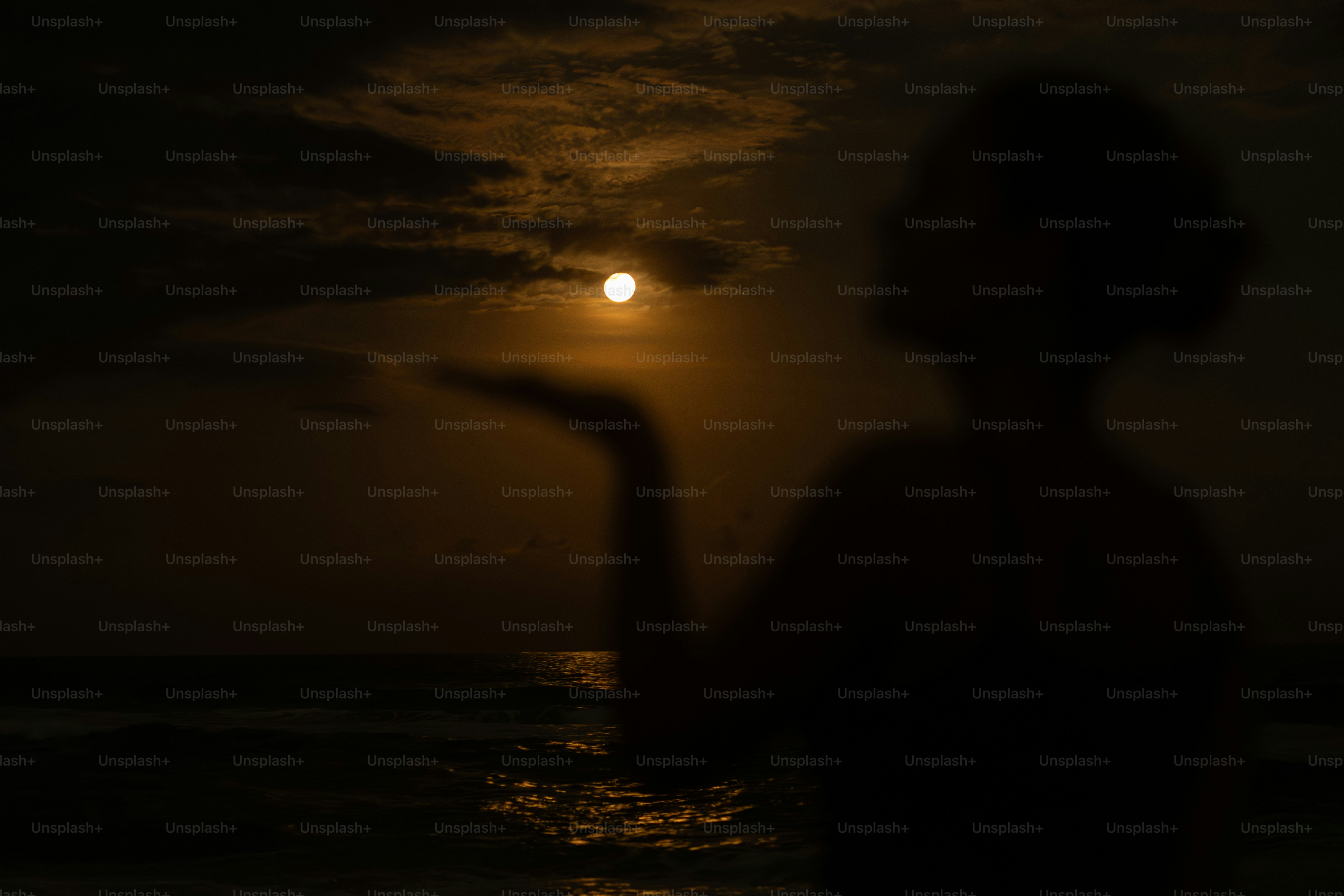 Silhouette of a person holding the sun at dusk