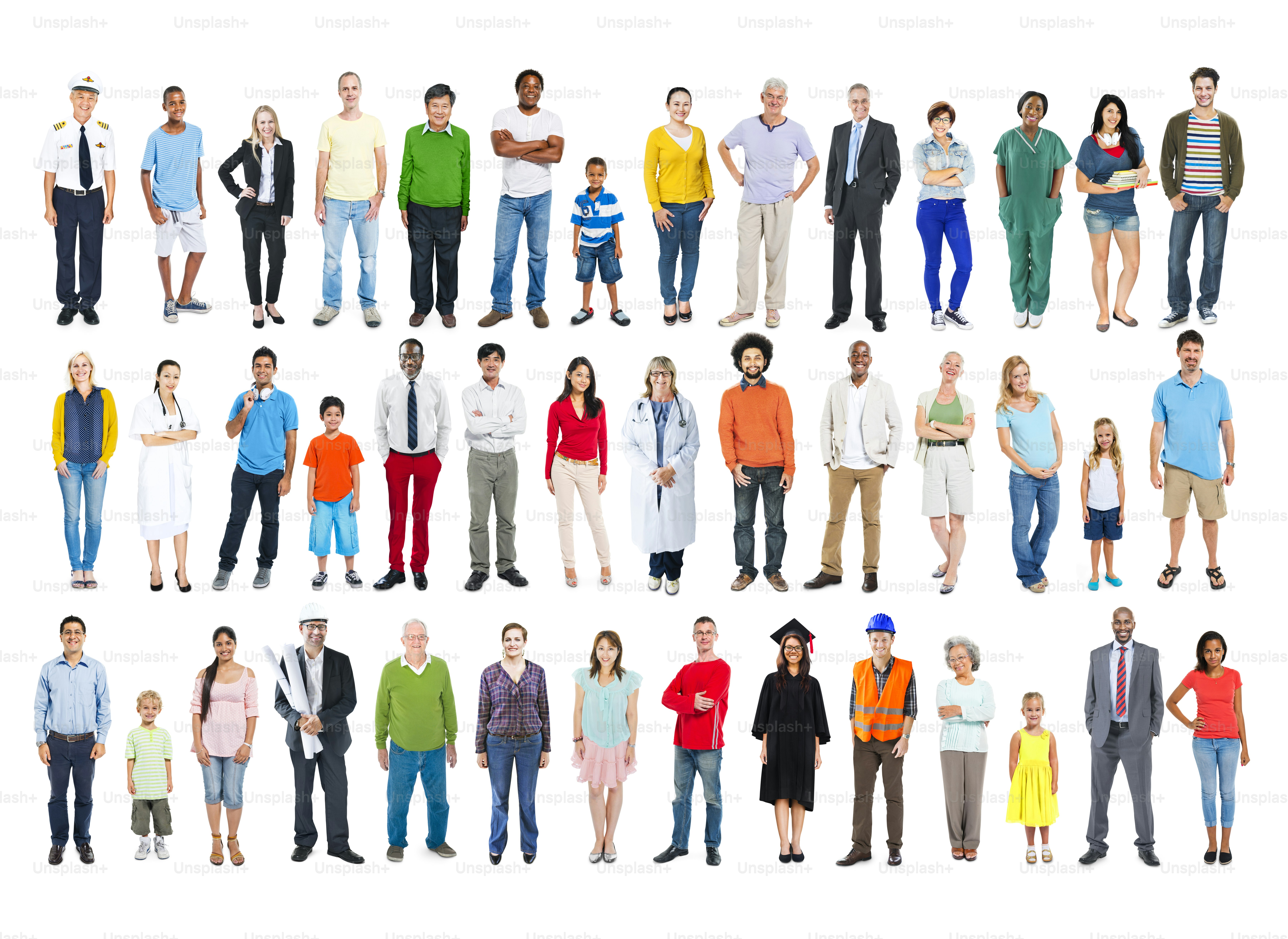 Multiethnic Group of People Smiling in a Row