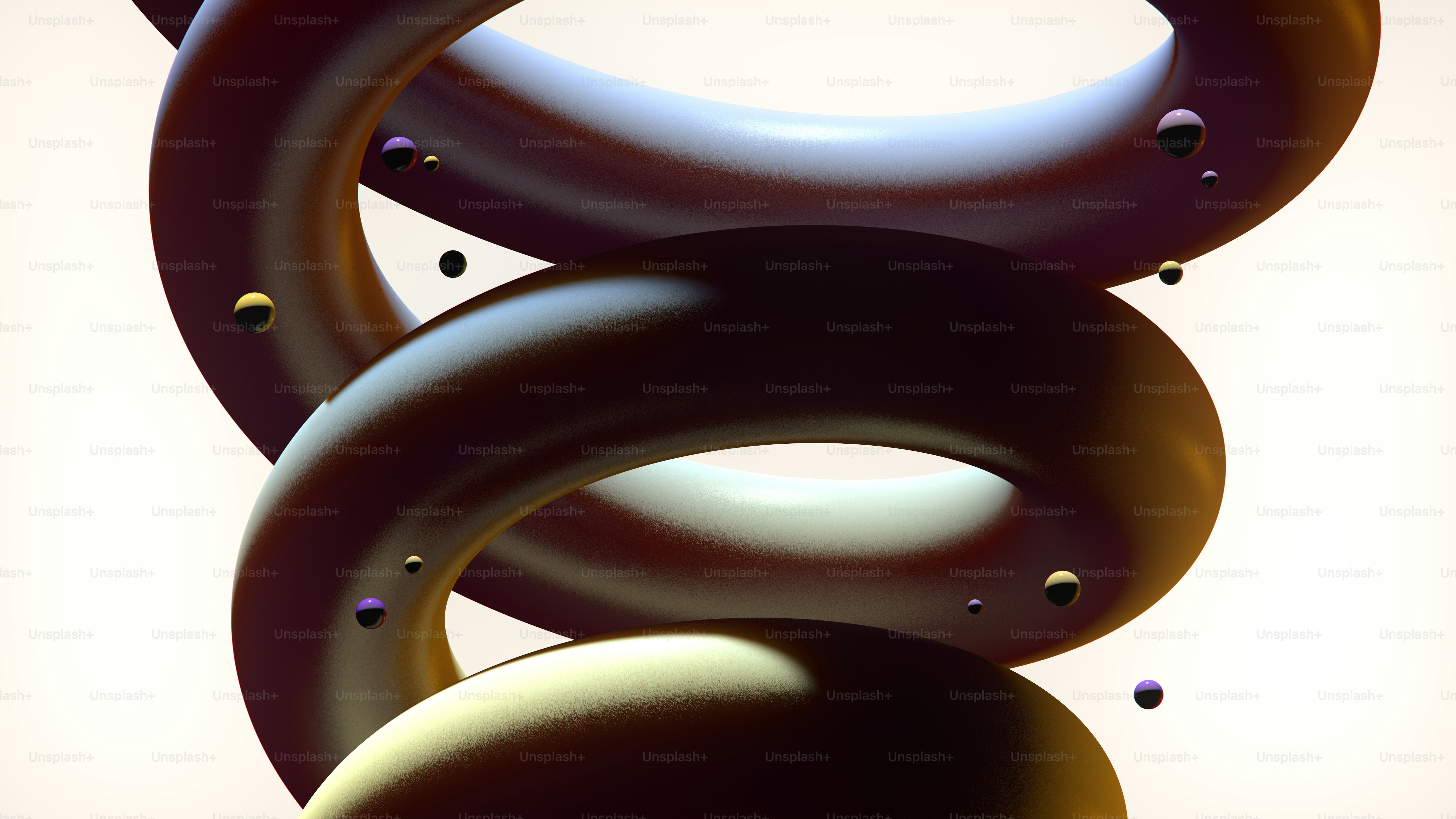 Formas abstractas de toro giratorio con pequeñas esferas