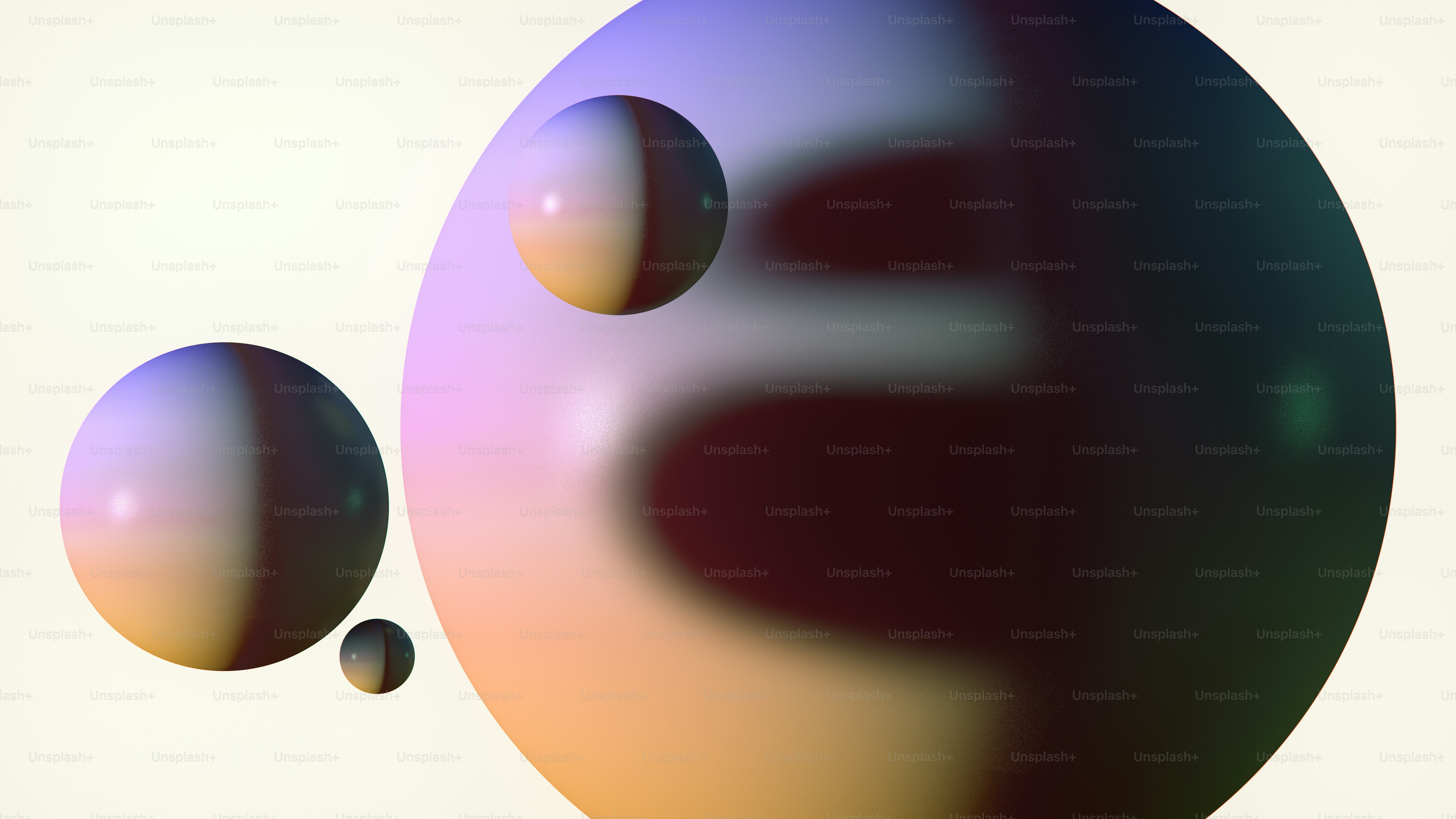 Tres esferas de distintos tamaños proyectan sombras.