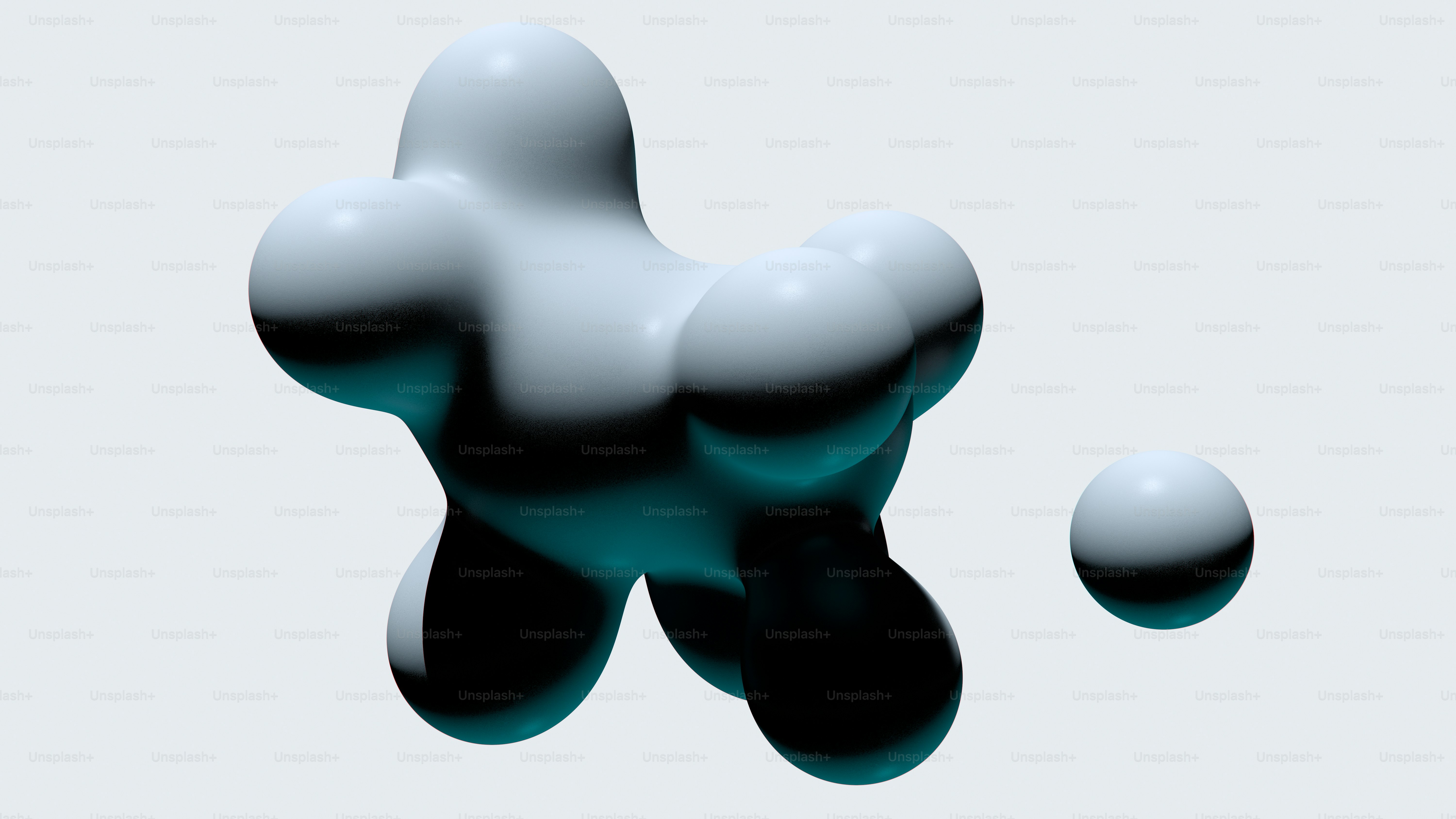 Mancha y esfera blanca abstracta sobre fondo gris