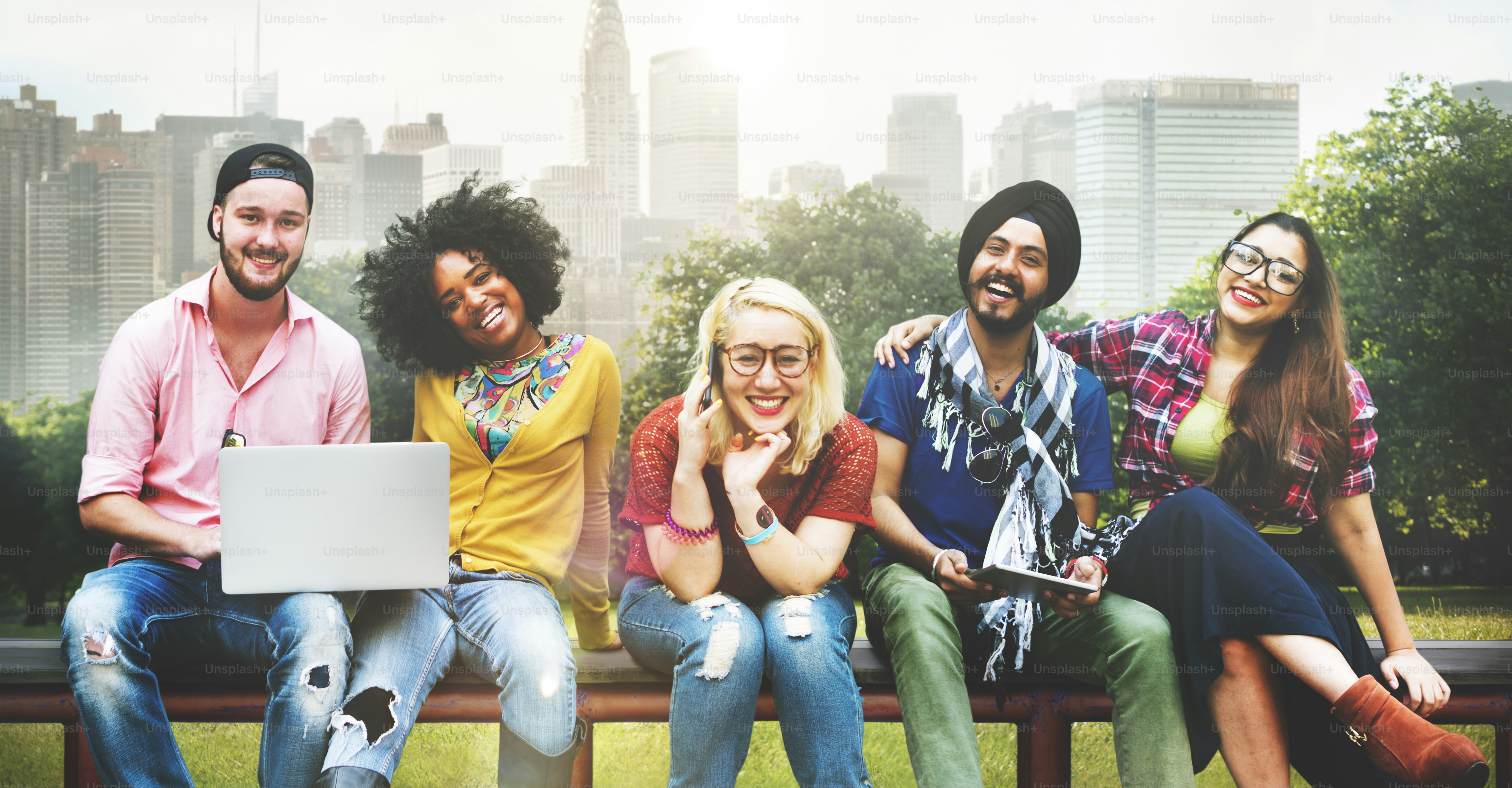 Diversity Teenagers Friends Friendship Team Concept photo – Laptop ...