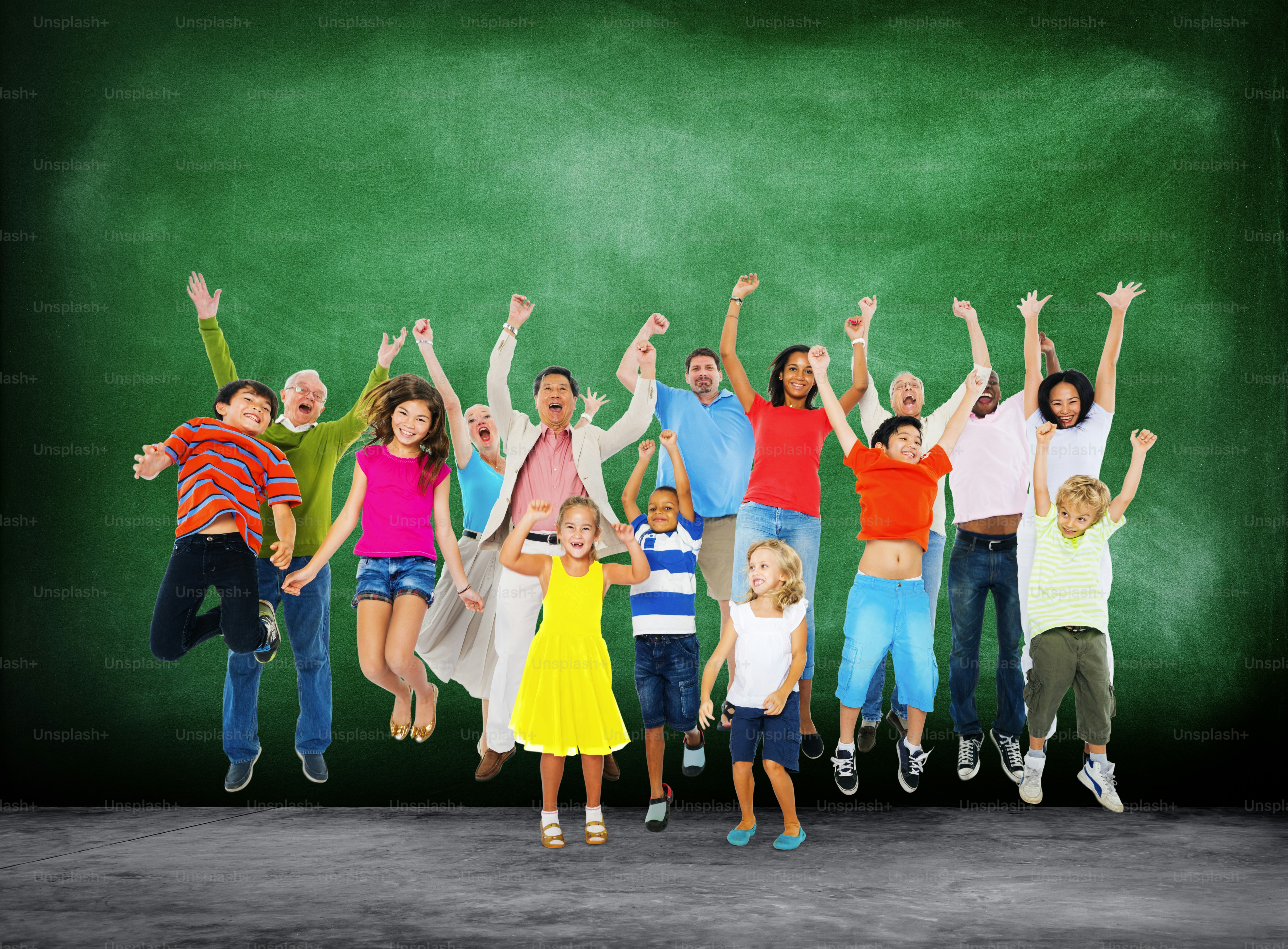 Children Celebration Jumping Ecstatic Happiness Concept