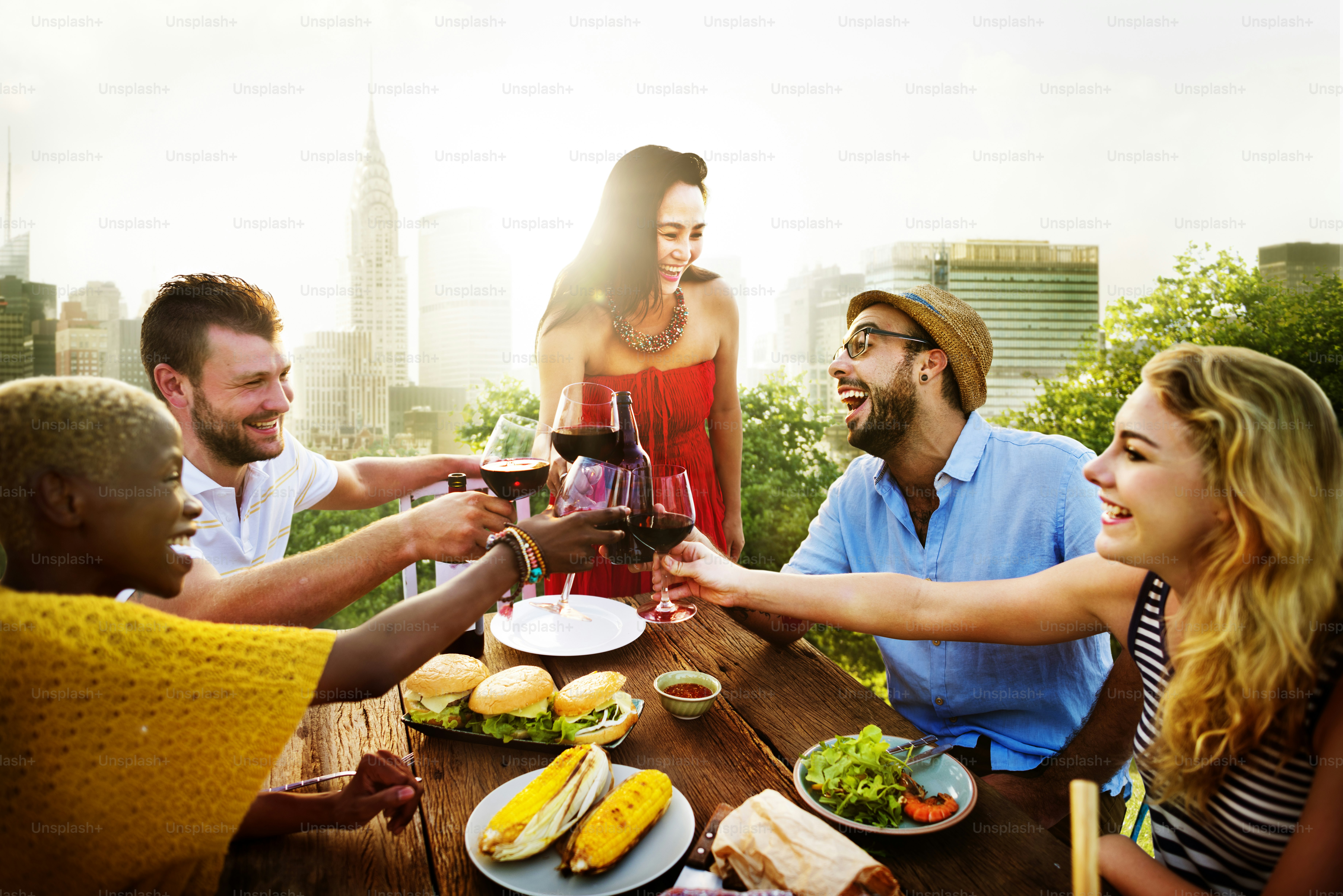 Friends Friendship Outdoor Dining Hanging out Concept photo – Food ...