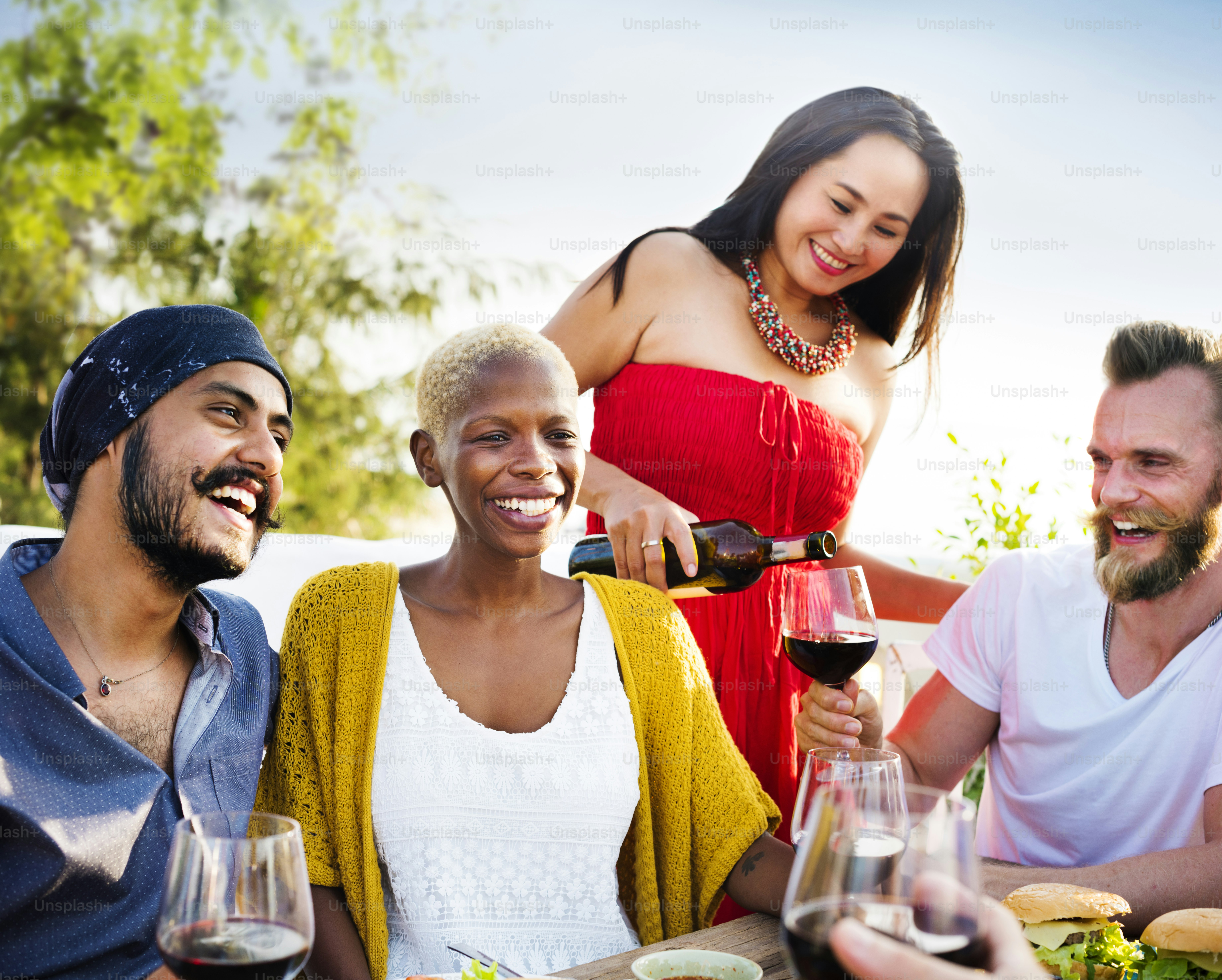 Friends Friendship Outdoor Dining Hanging out Concept photo – Food ...