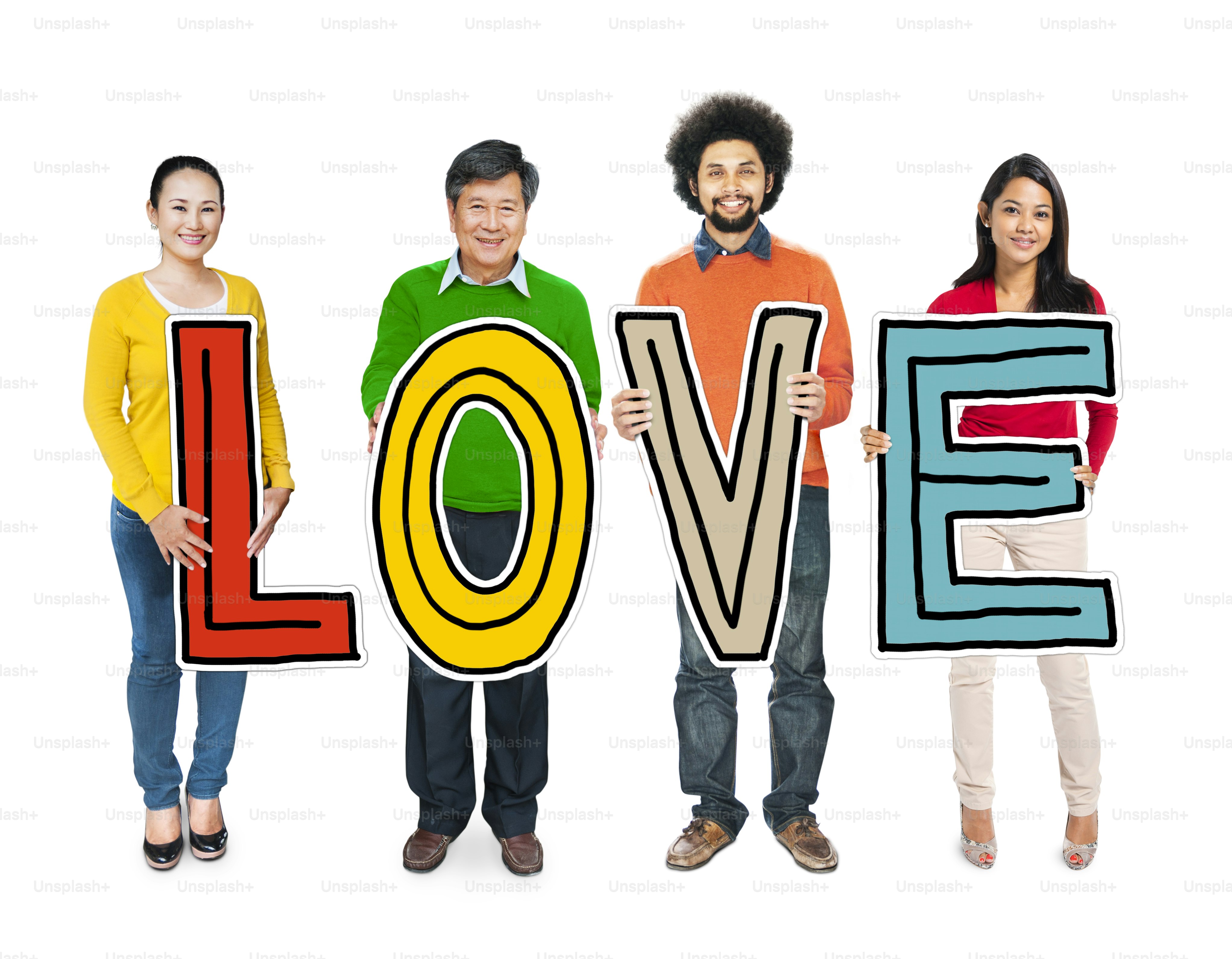 Multiethnic Group of People Holding Word Love