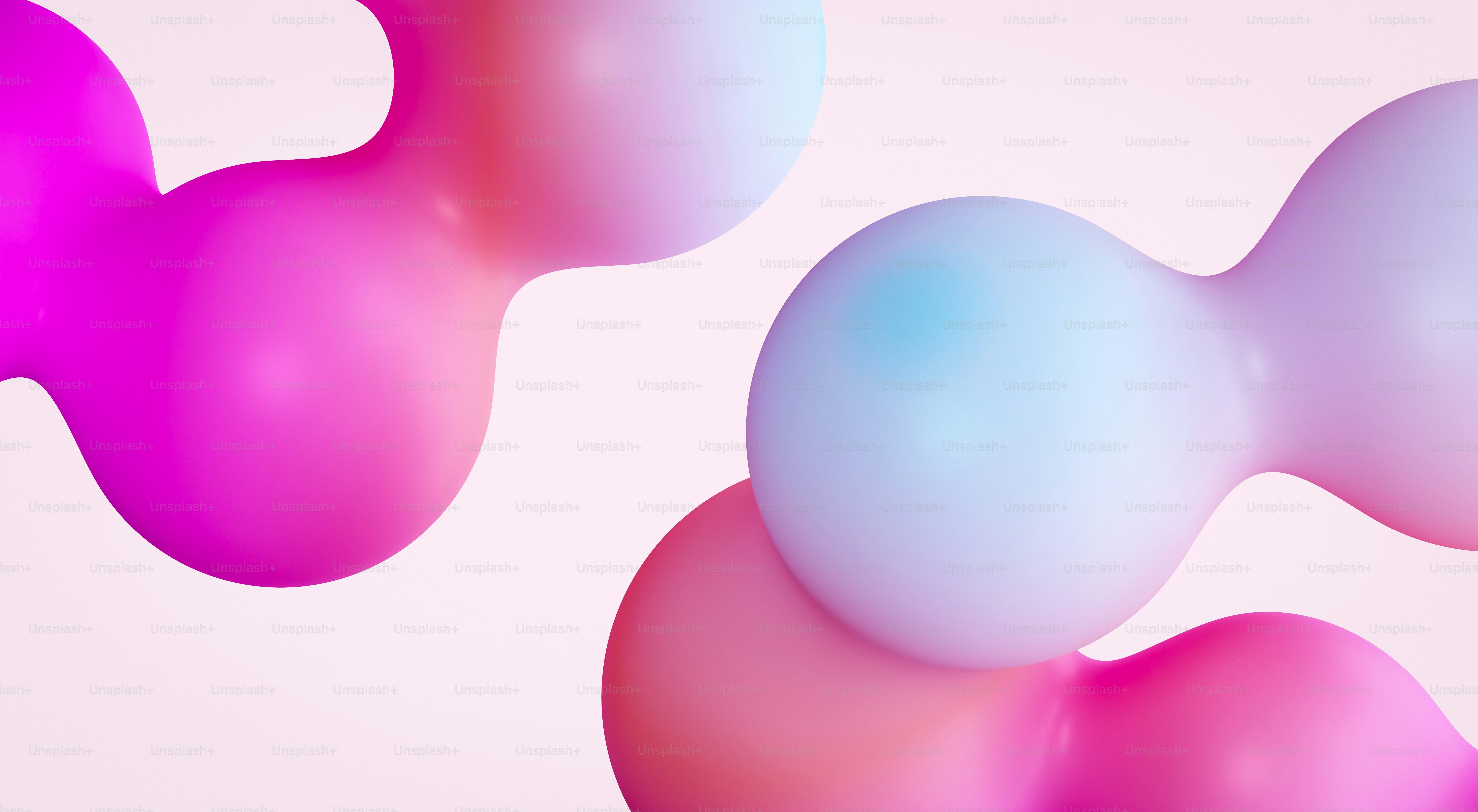 Abstract pink and blue spheres on a light background