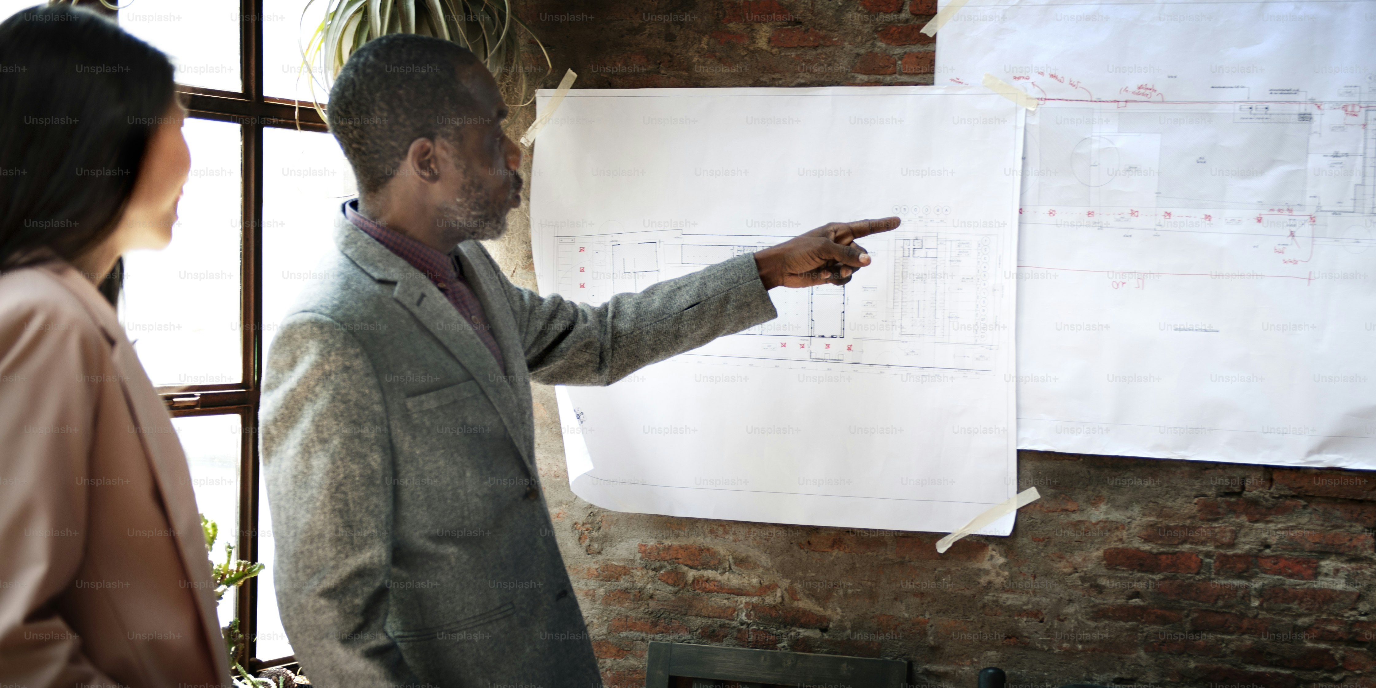 Businessman Architect Blueprint Presentation Working Concept photo ...