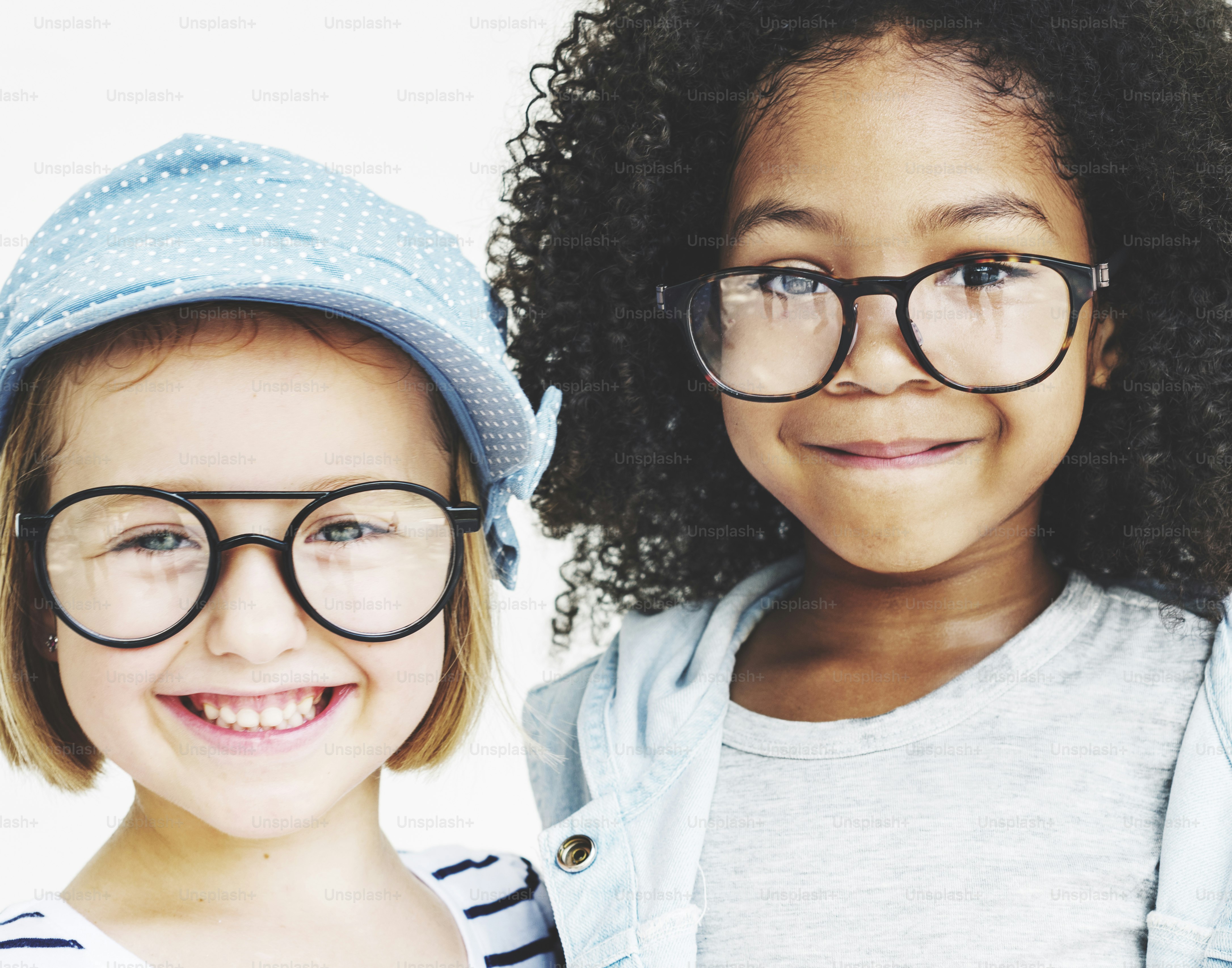 Little Girls Friendship Fun Happiness Retro Togetherness Concept