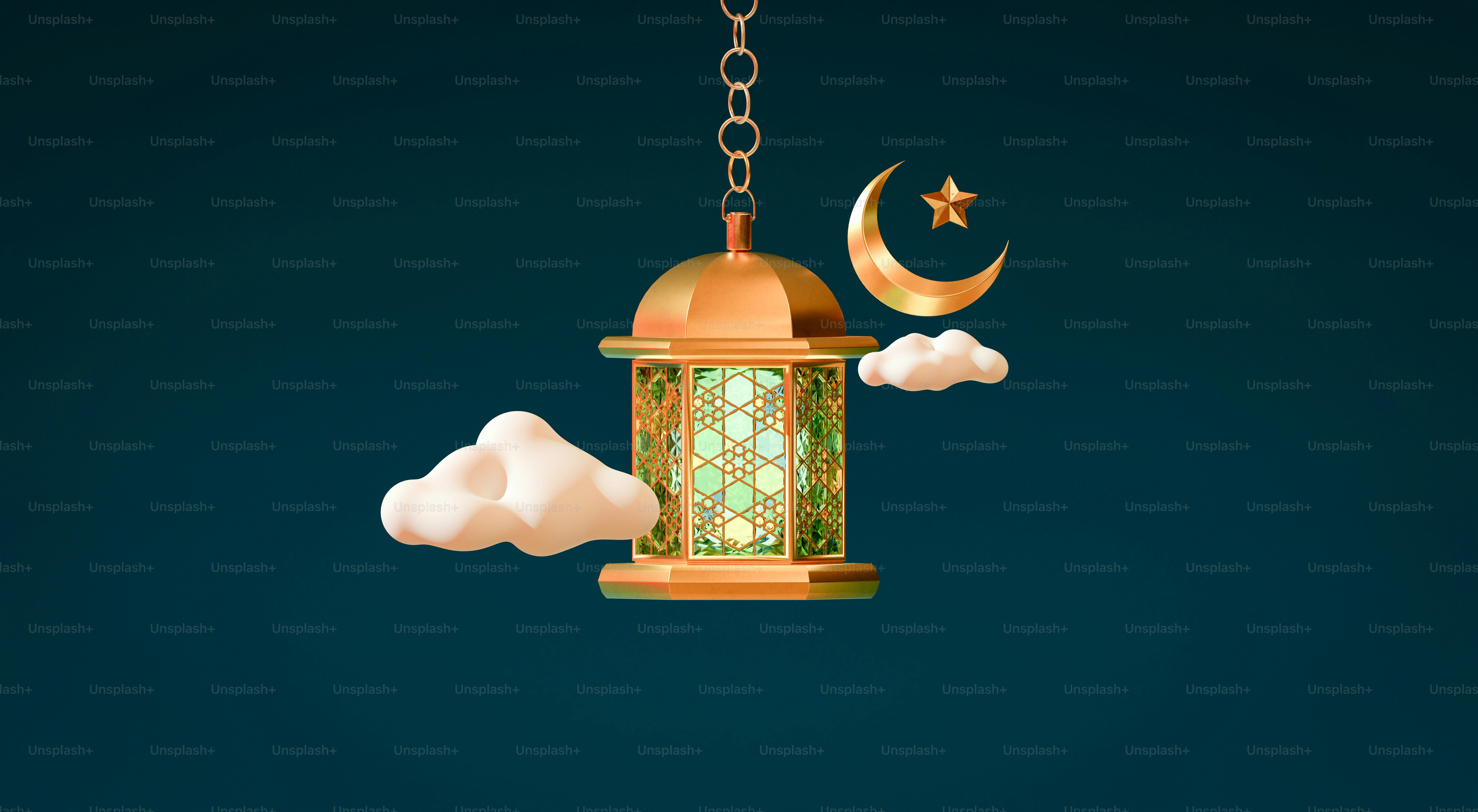 Golden lantern with crescent moon and clouds photo – Night sky Image on ...