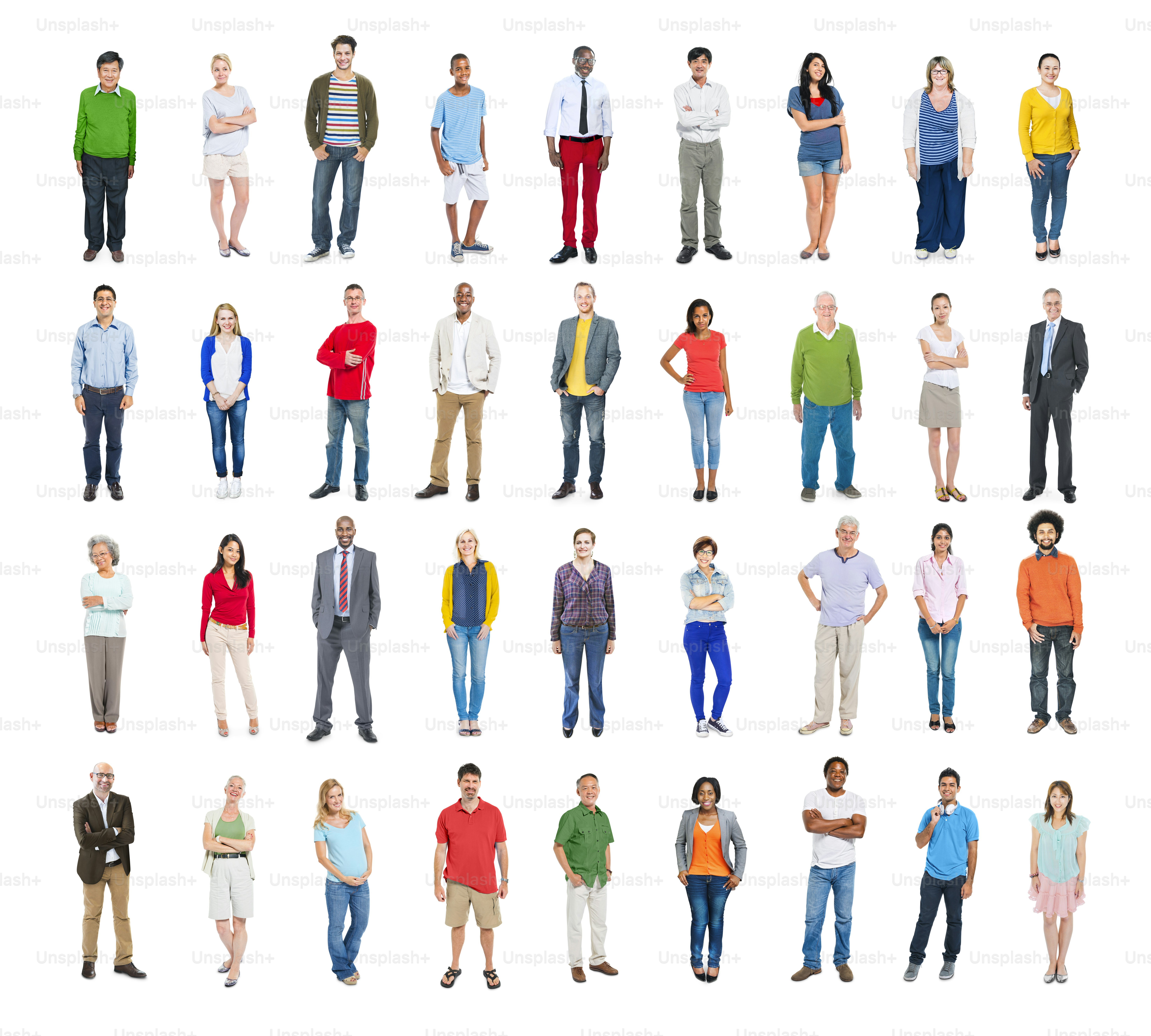 Grupo de pessoas multiétnicas diversas e coloridas