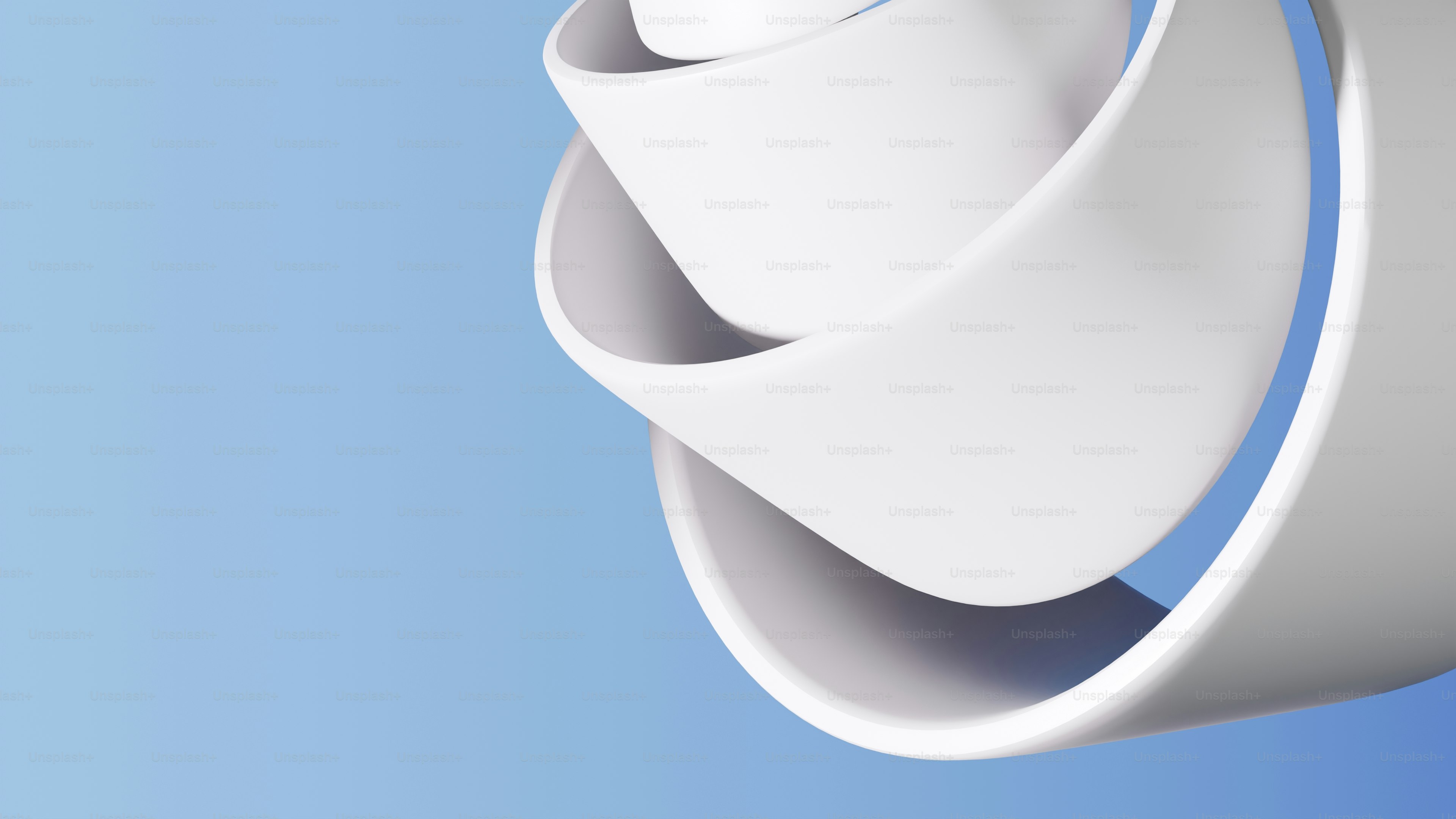 Formes abstraites blanches courbes sur fond bleu