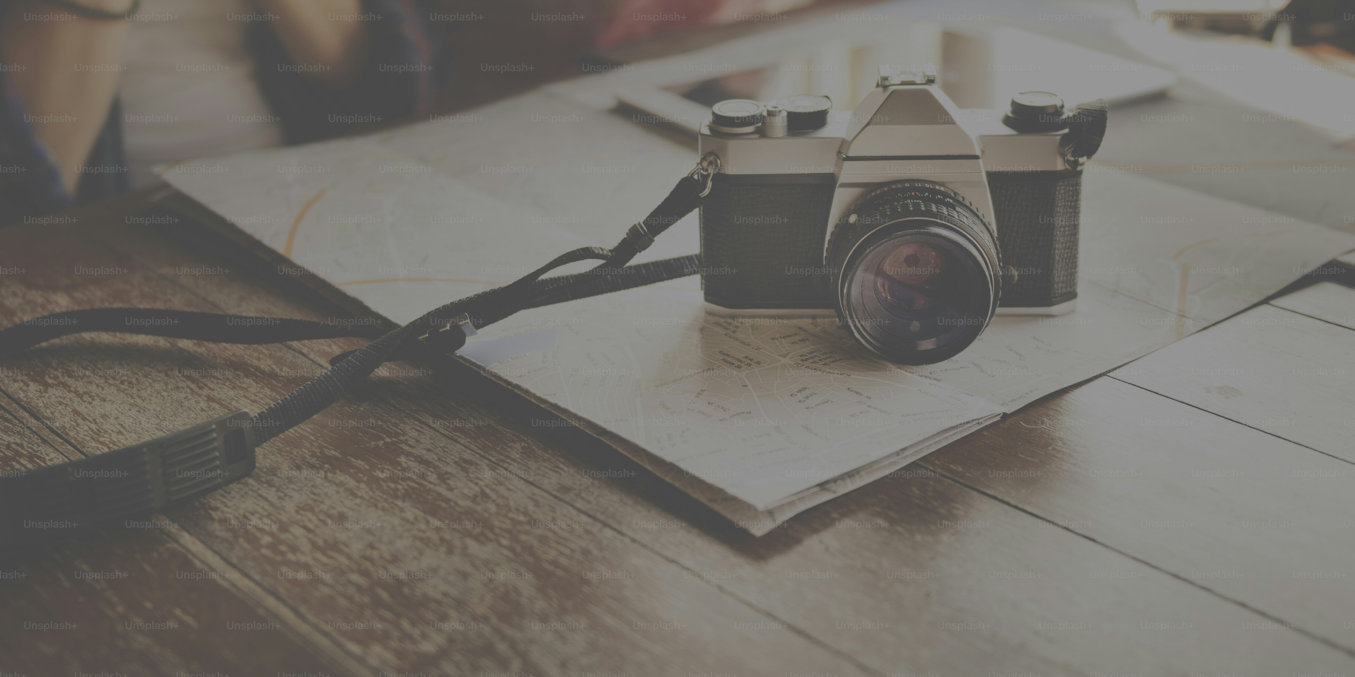 Camera Photographing Traveling Digital Tablet Map Concept