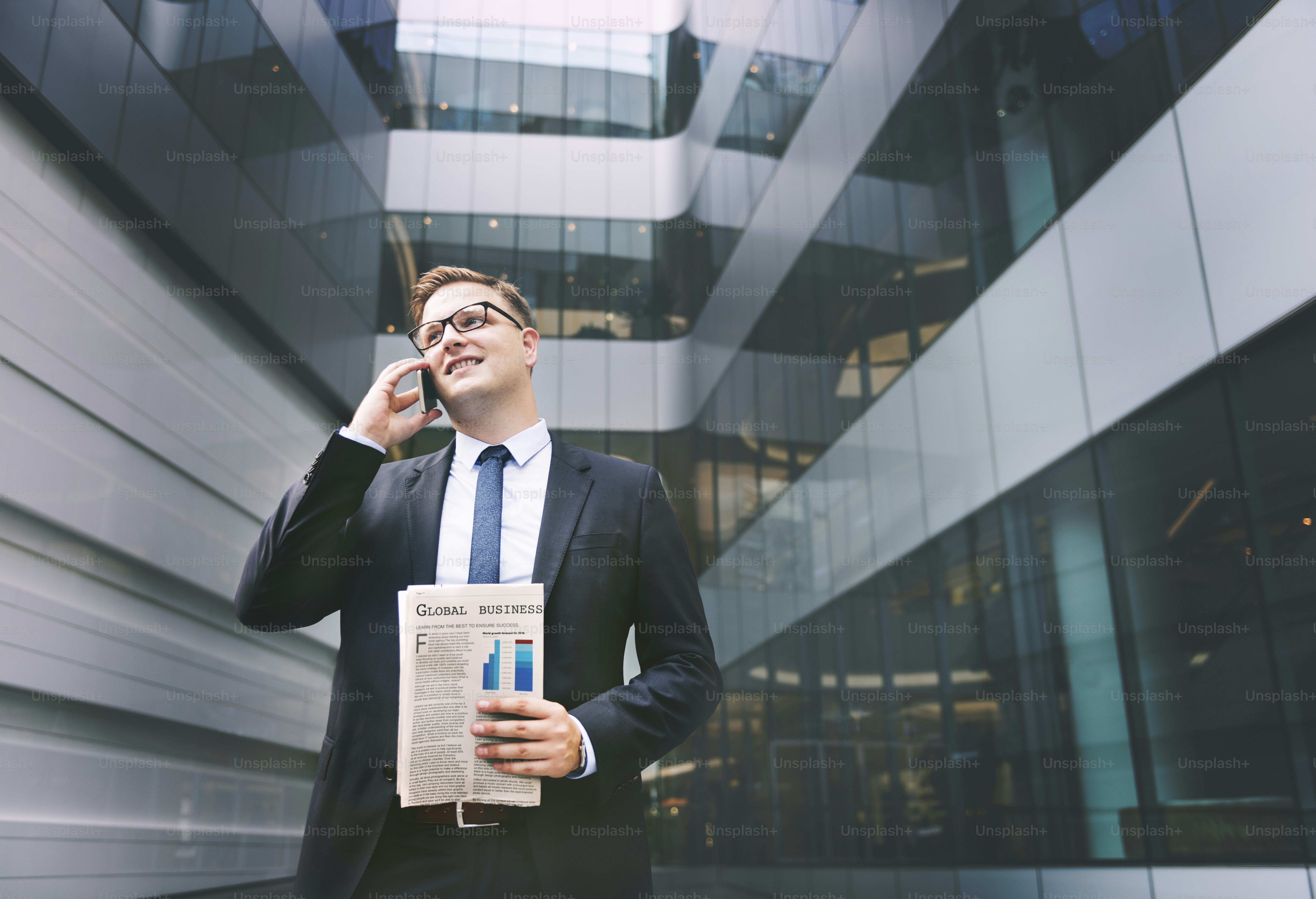 Business Man Working Talking Phone Concept