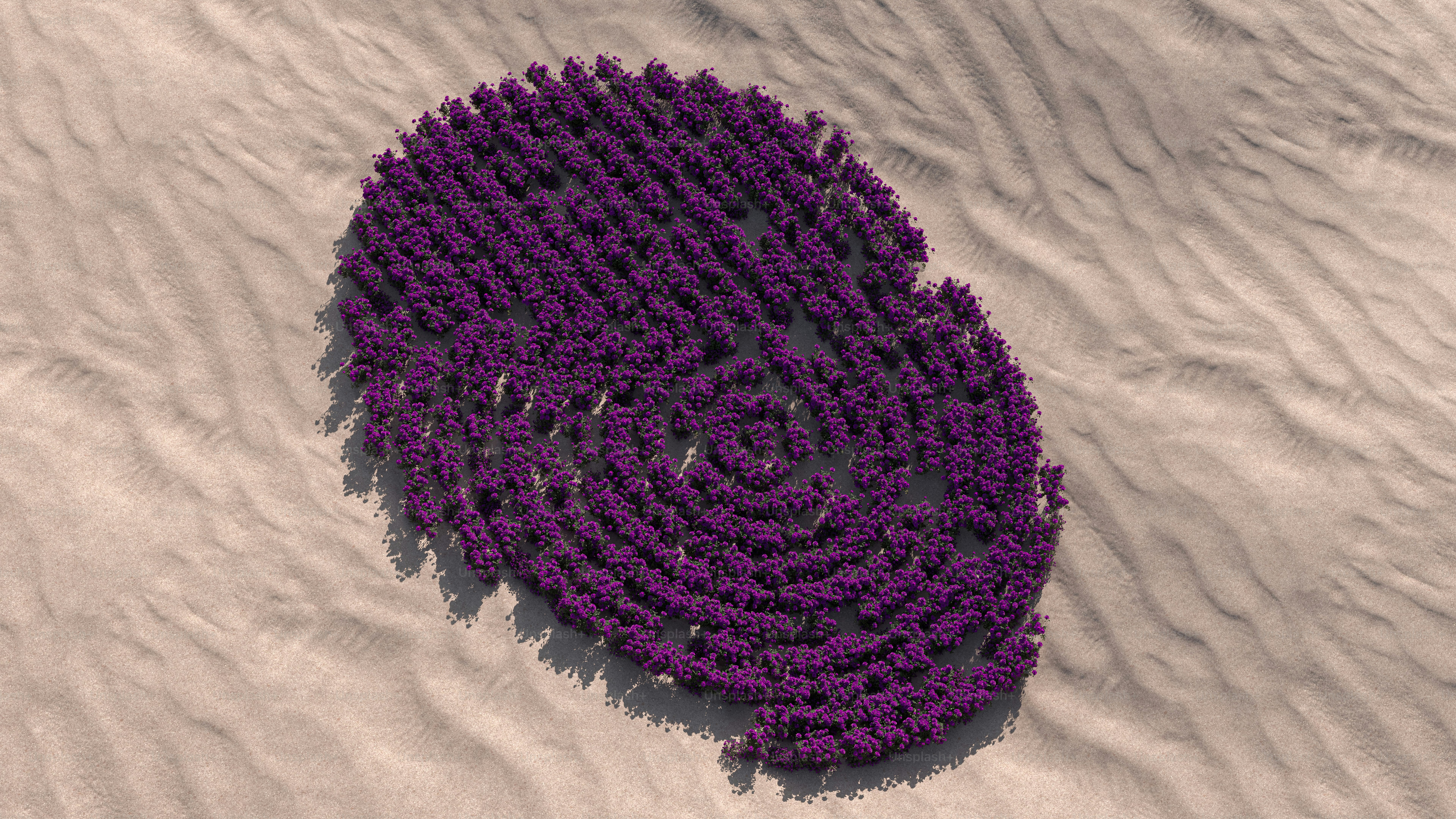 A large group of purple figures forming a fingerprint