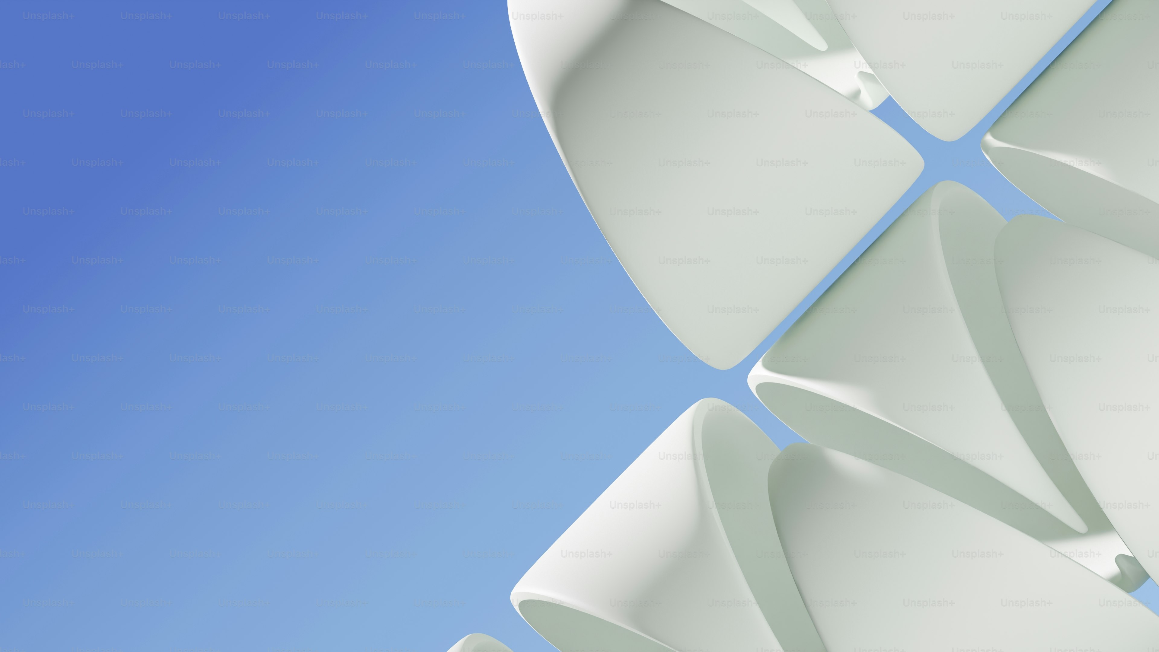 Abstract blue and white flowing shapes on a blue background photo ...