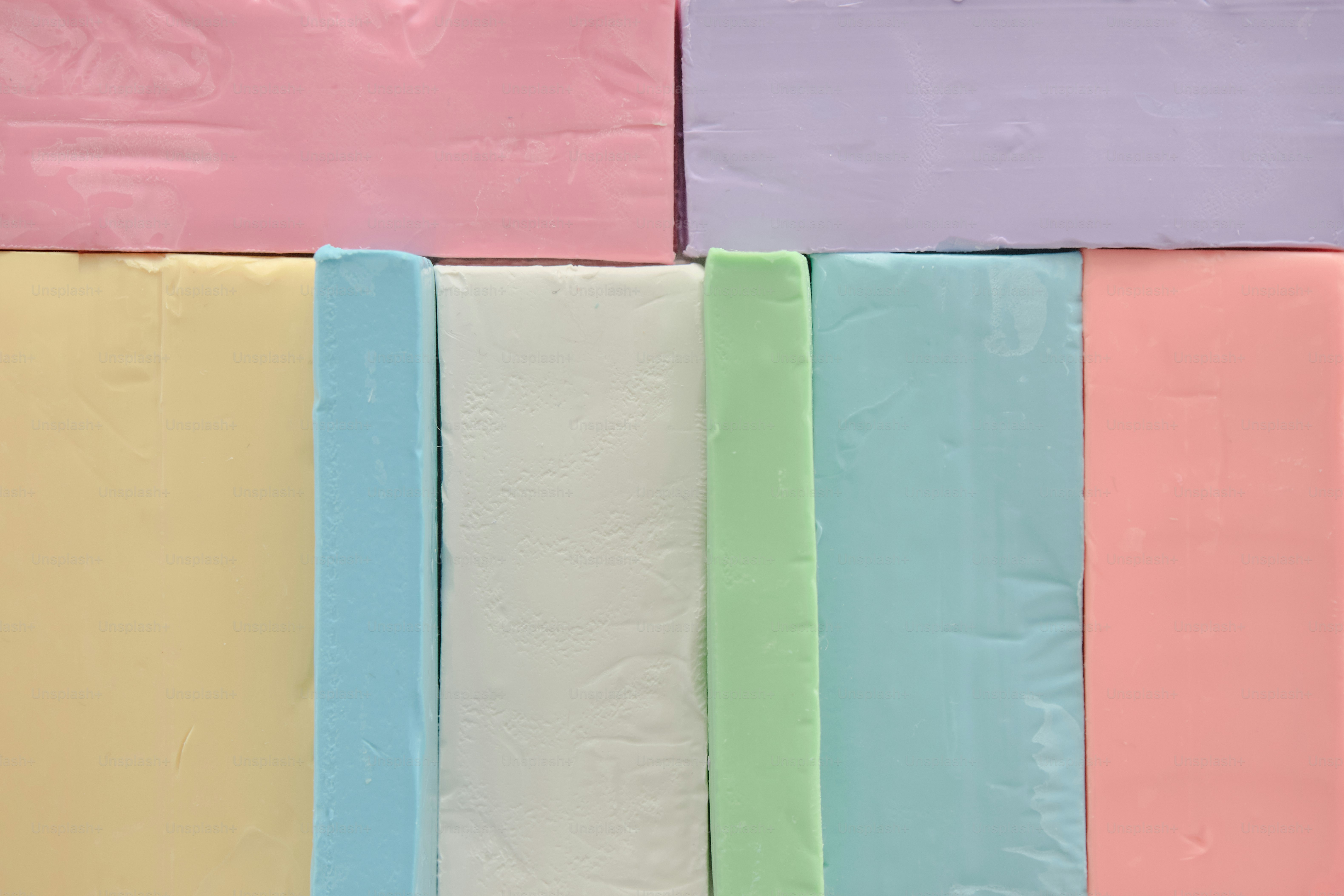 Pastel colored blocks stacked in rows.