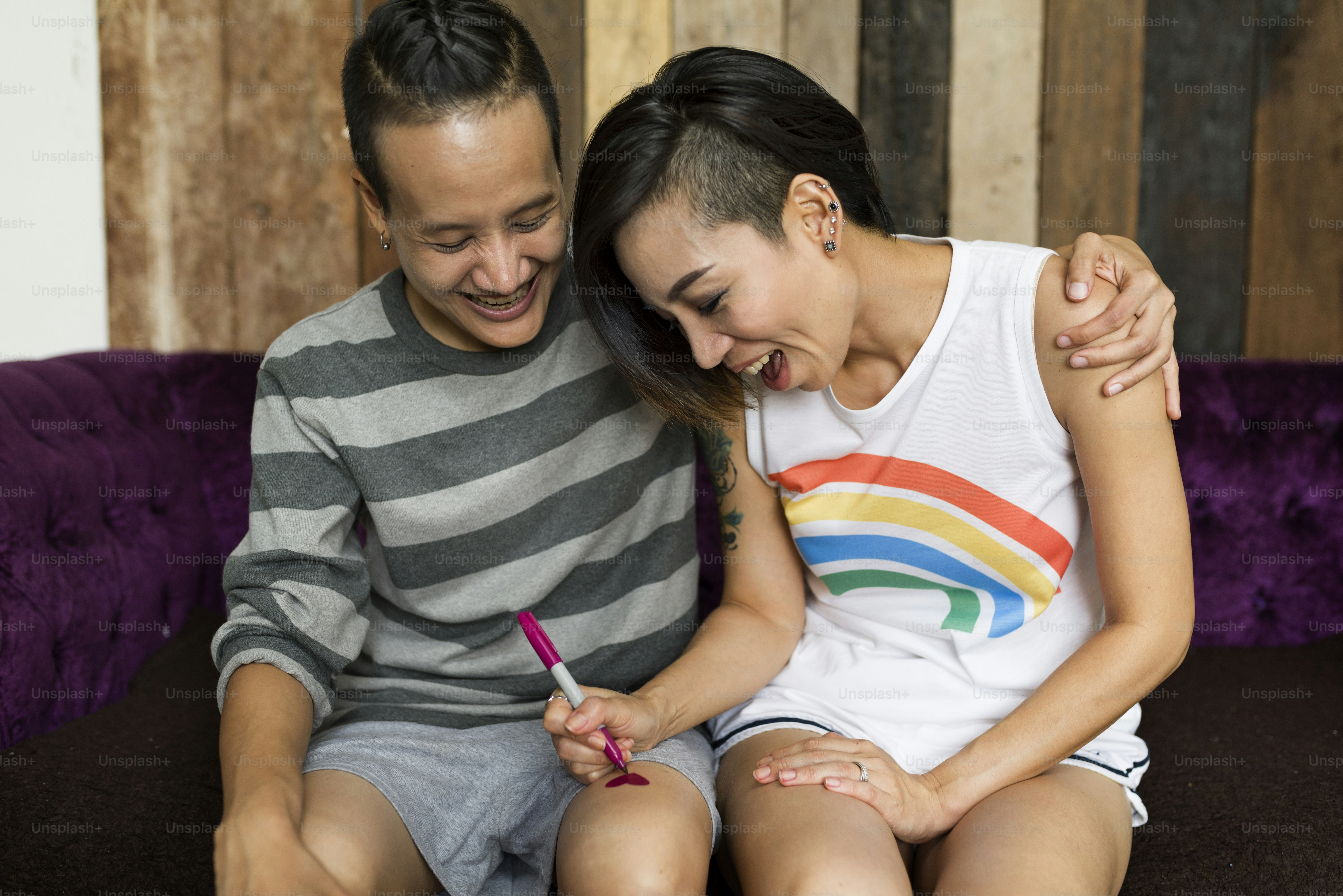 LGBT Lesbian Couple Moments Happiness Concept