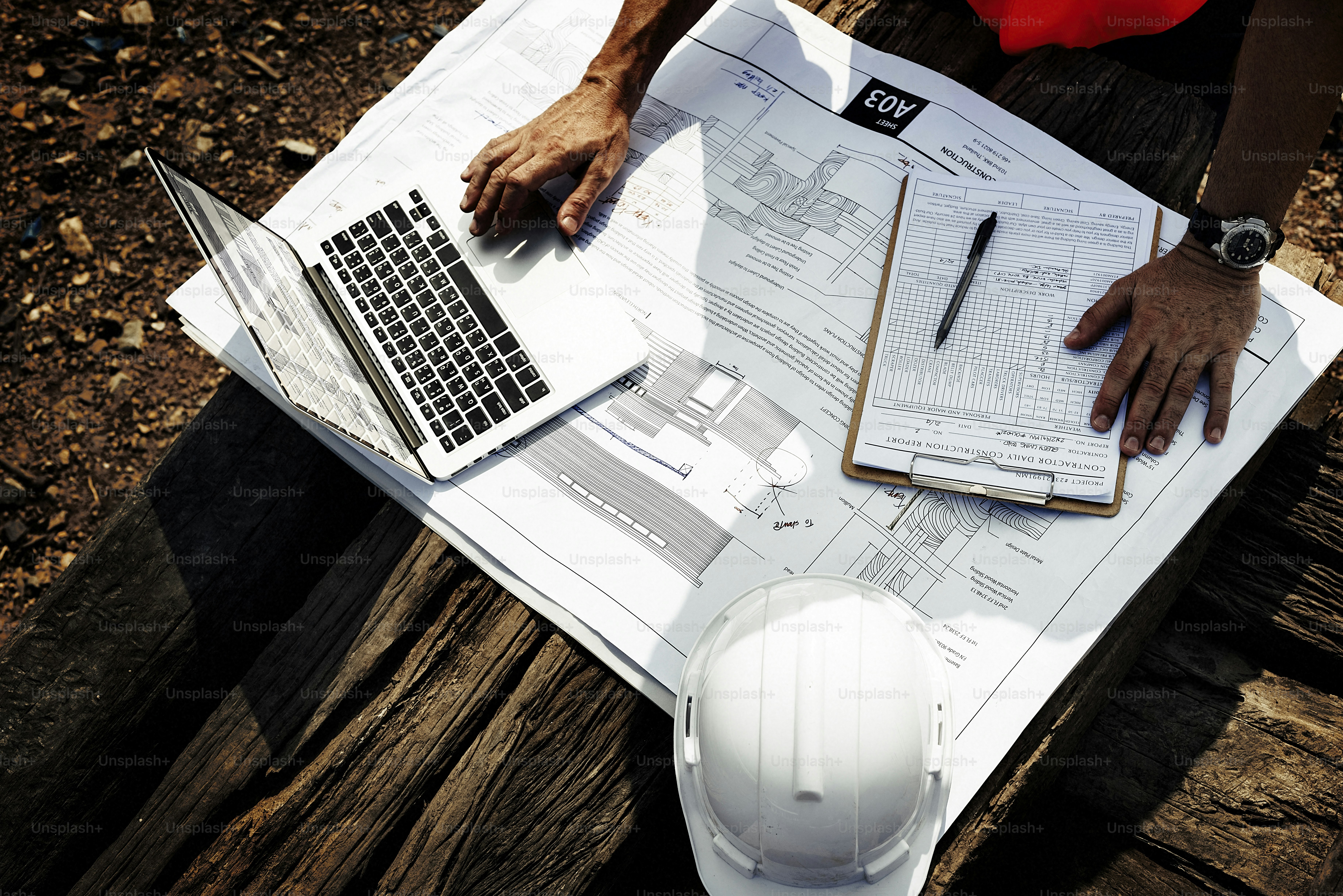 Construction Worker Planning Contractor Developer Concept photo ...