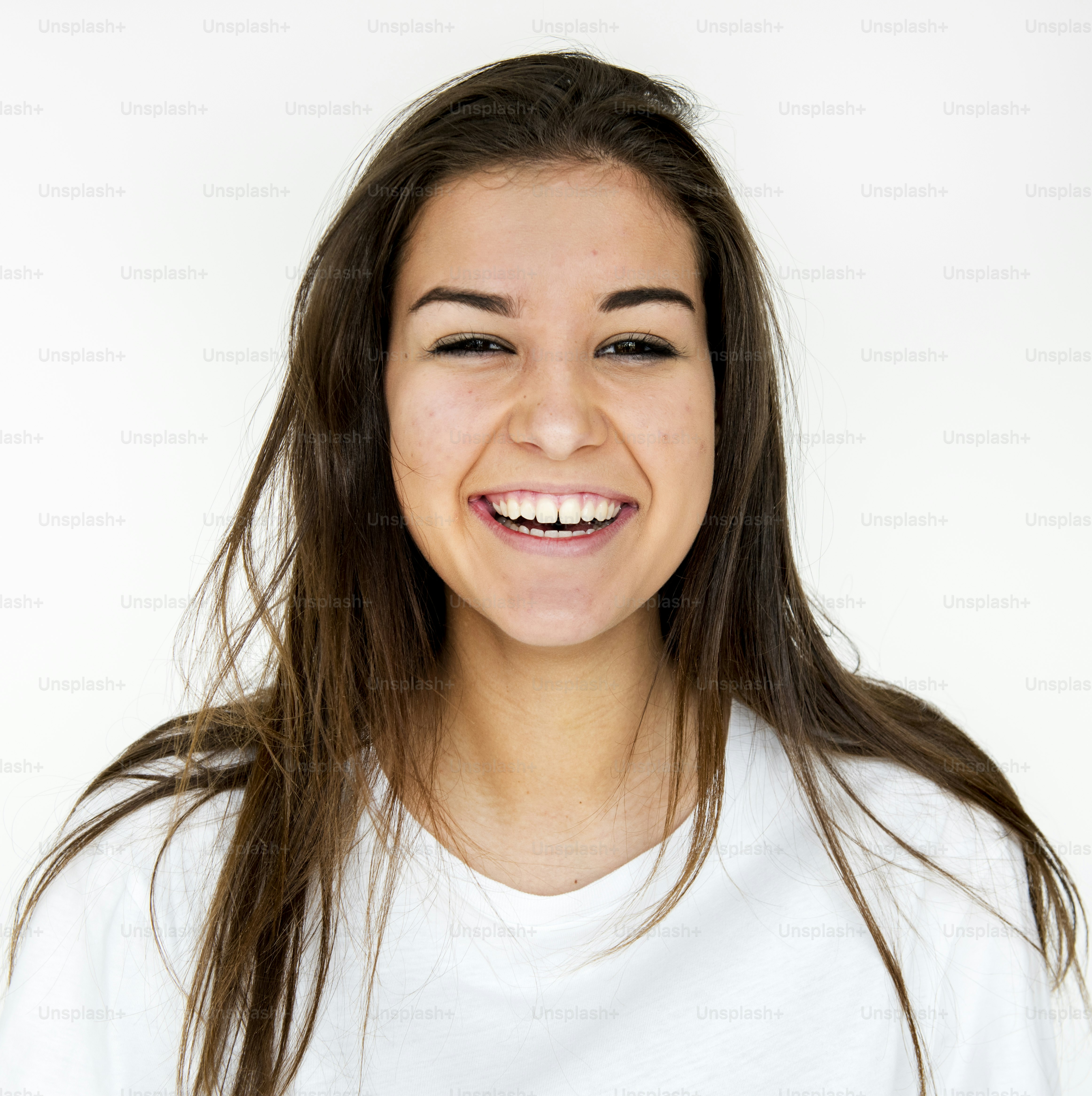 Woman Smiling Cheerful Studio Portrait
