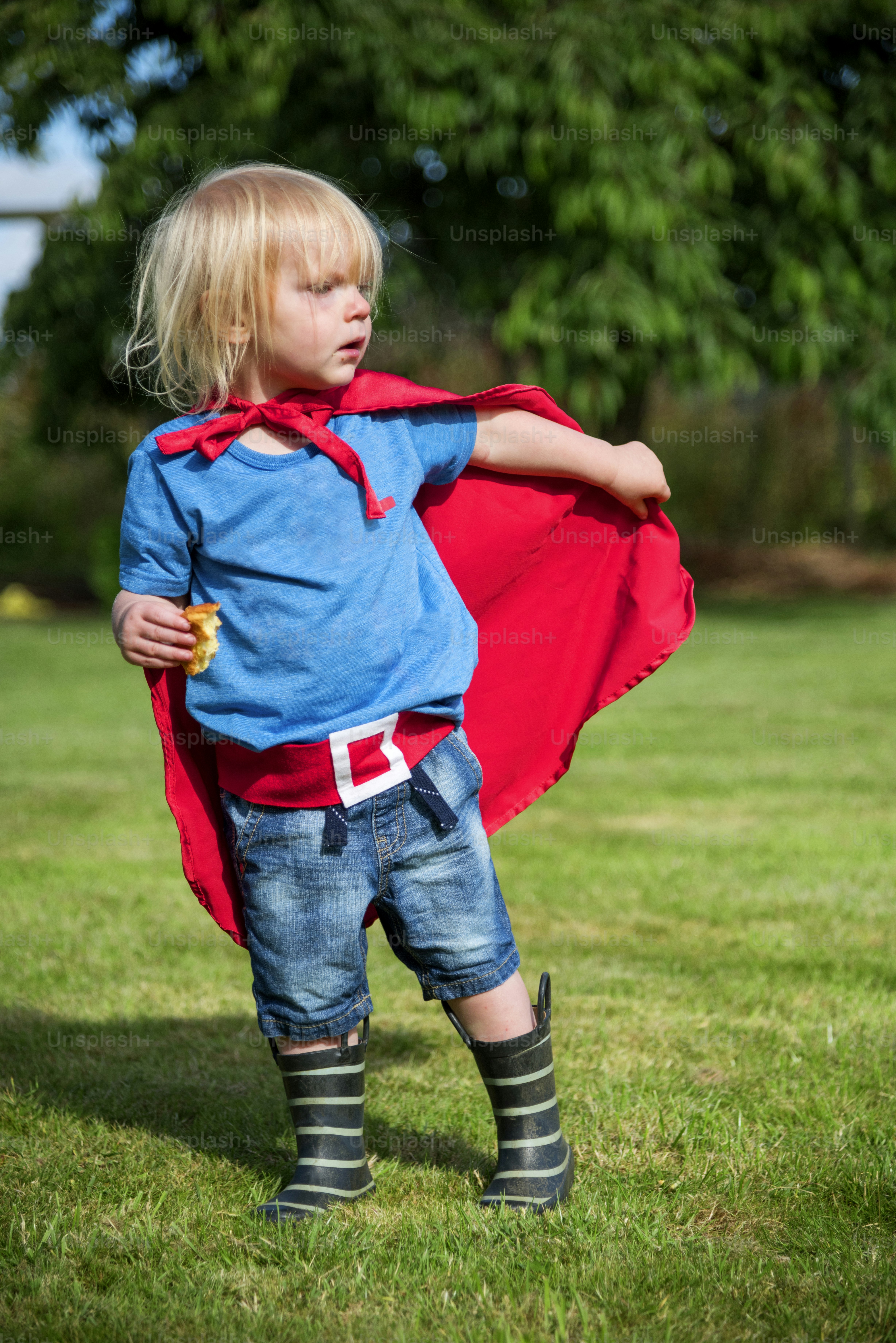 Superhero Little Boy Imagination Freedom Happiness Concept