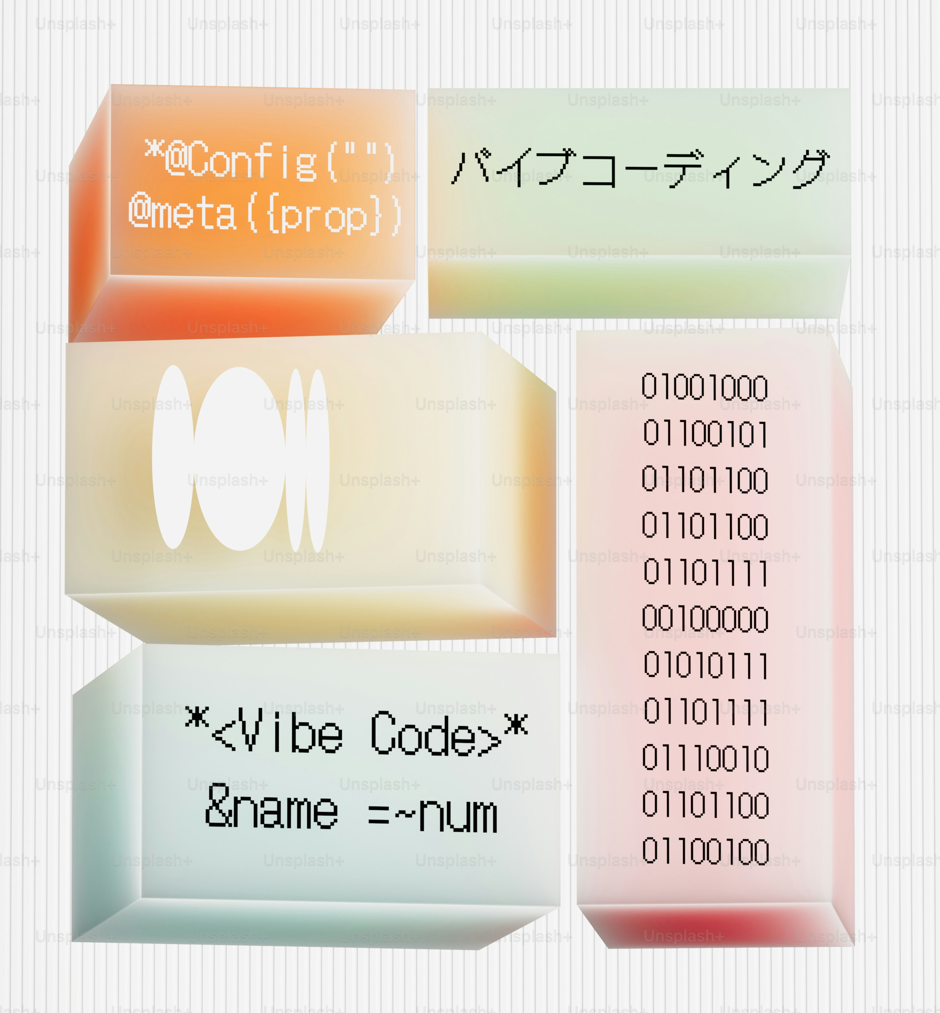 Blok dengan kode dan teks Jepang