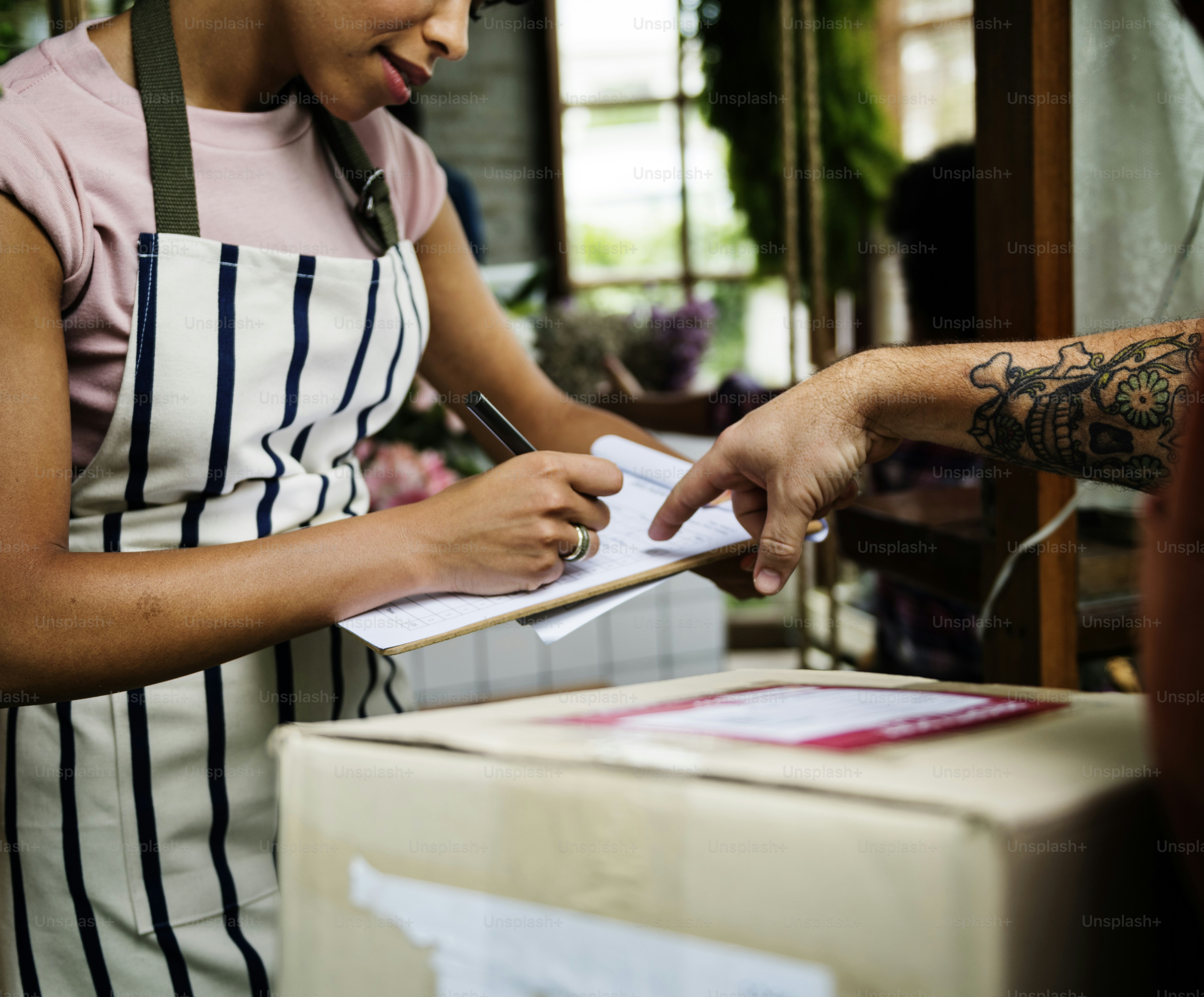 Friendly retail shipping counter with customer service