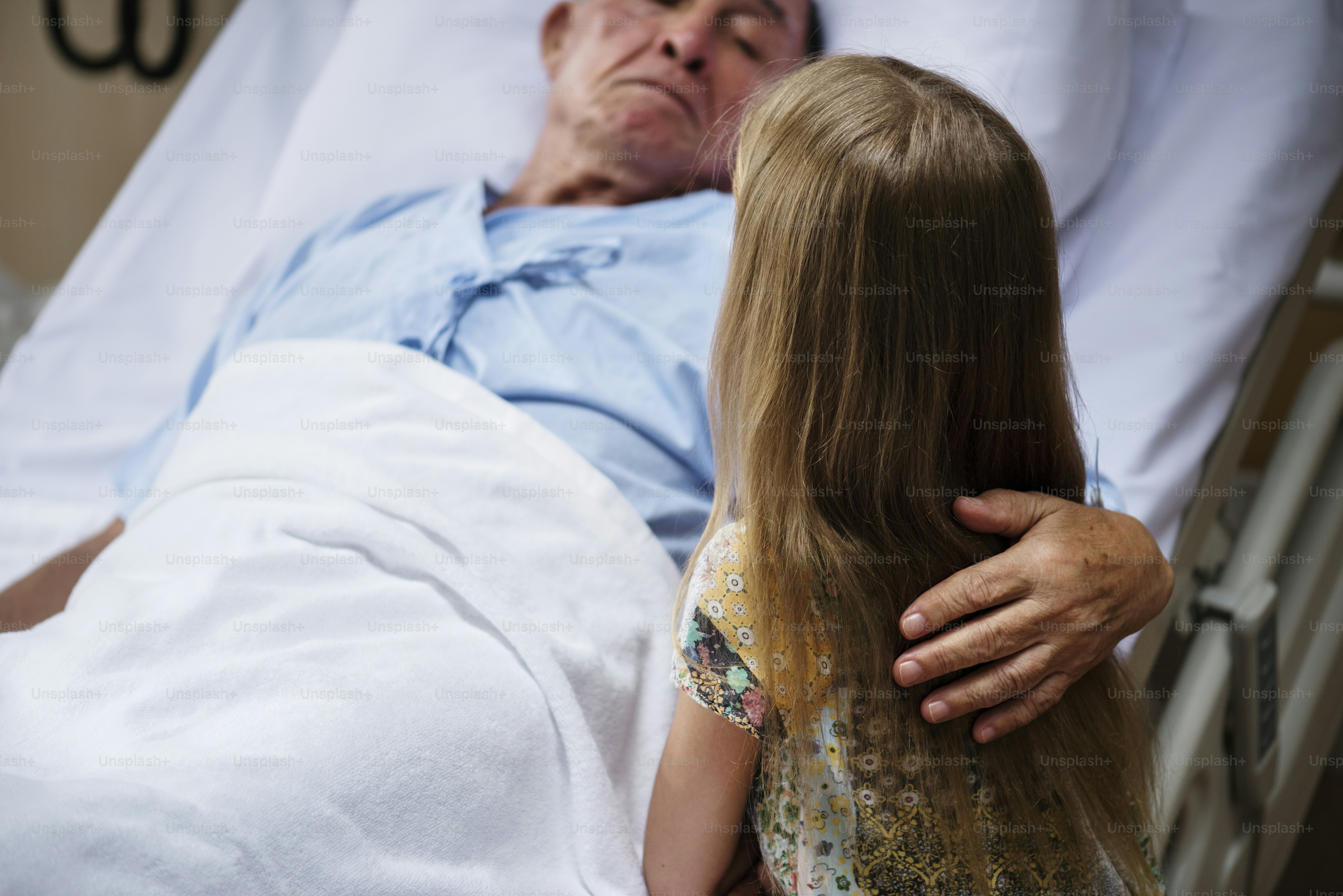 A sick elderly staying at a hospital