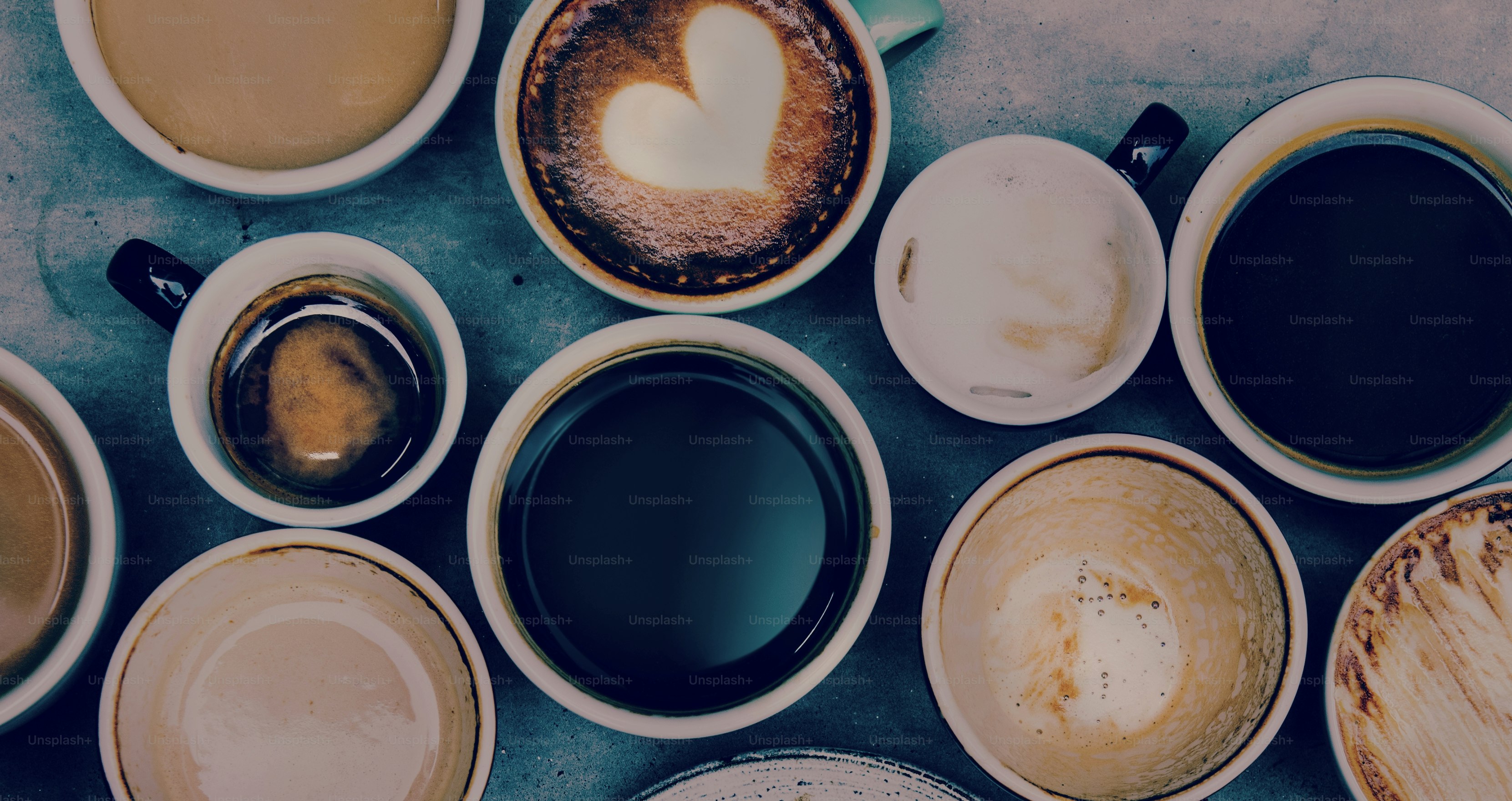 Aerial view of various coffee