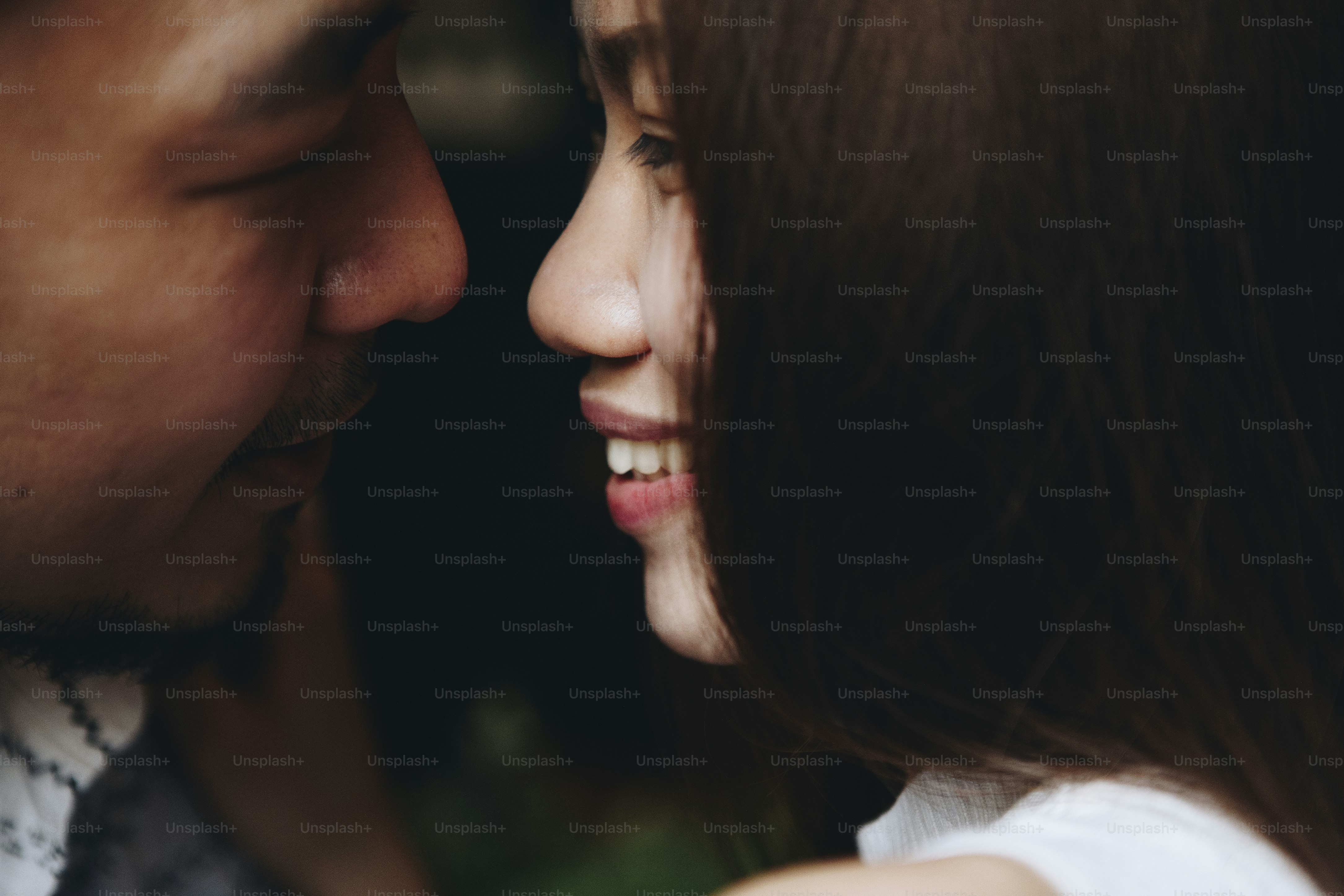 Intimate romantic sweet asian couple