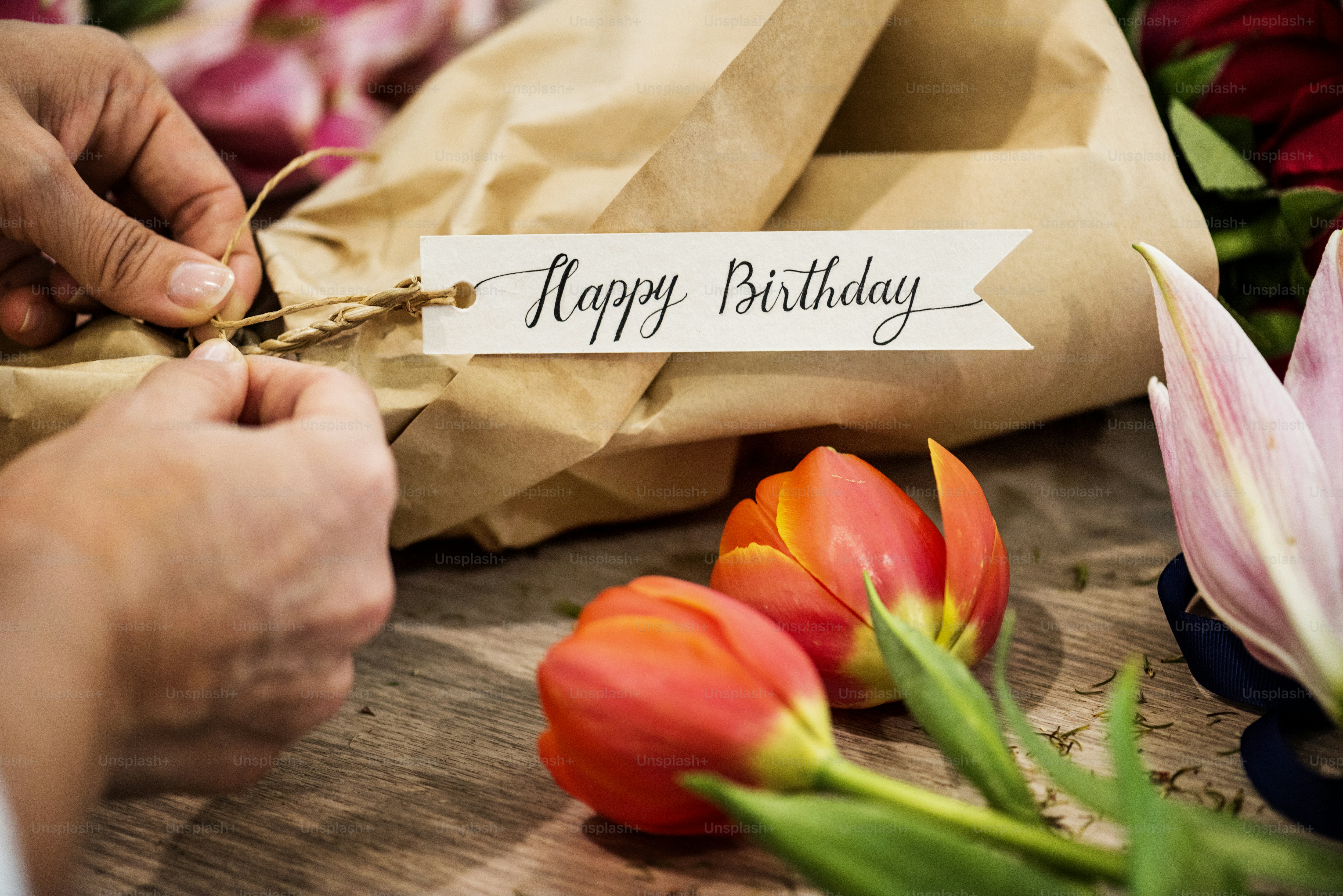 Luxury birthday flowers arranged in an elegant gift presentation for a special celebratio