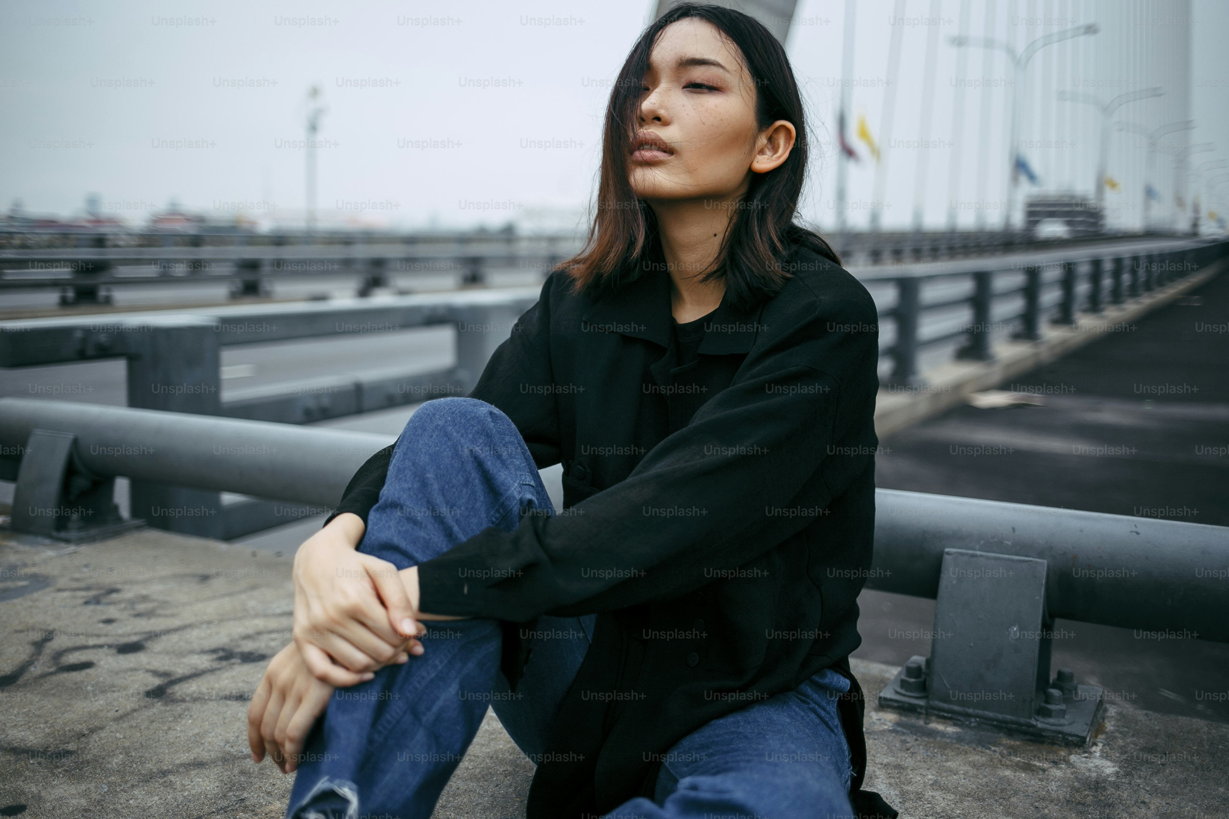 Wanita Remaja Potret Hipster Gaya Konsep