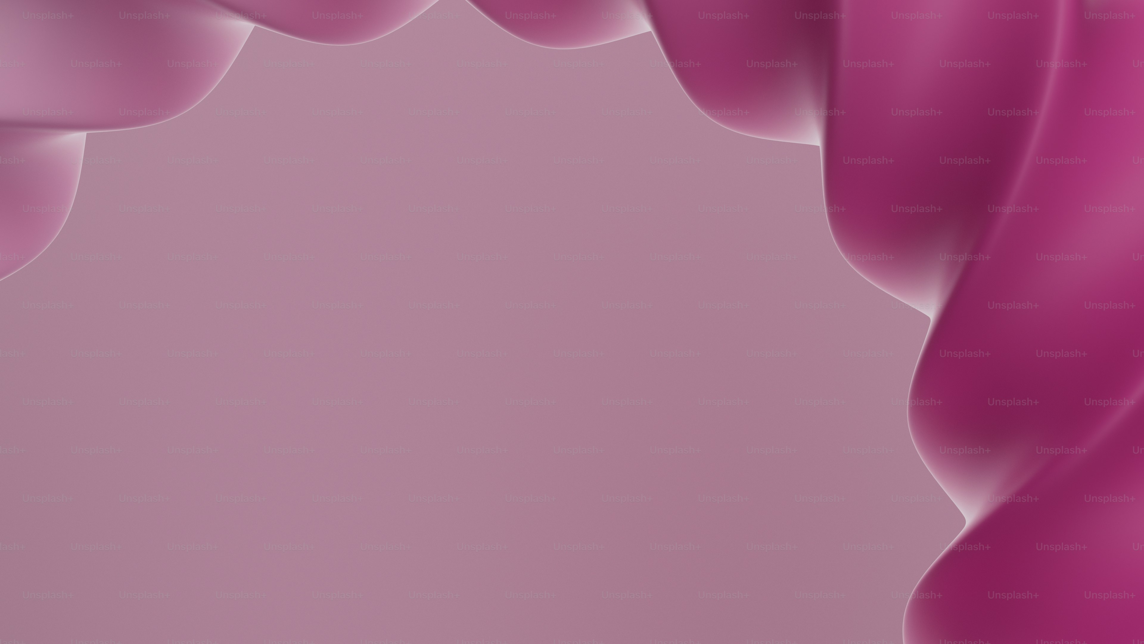 Abstract pink swirls frame a soft pink background.