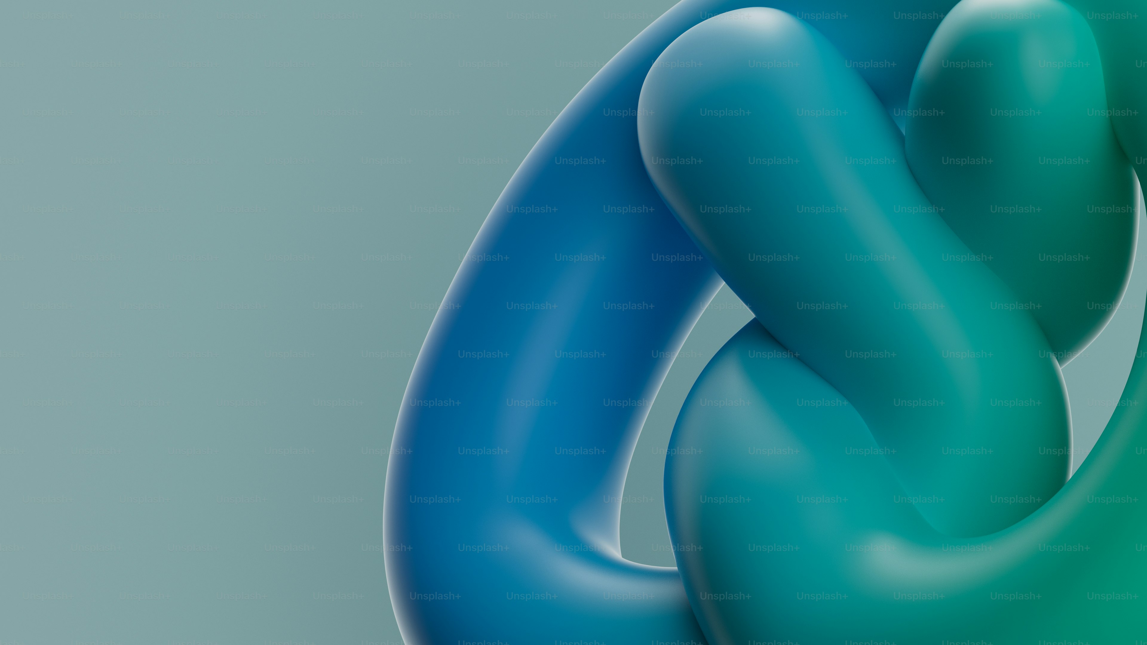 Abstract blue and green organic shapes on a muted background