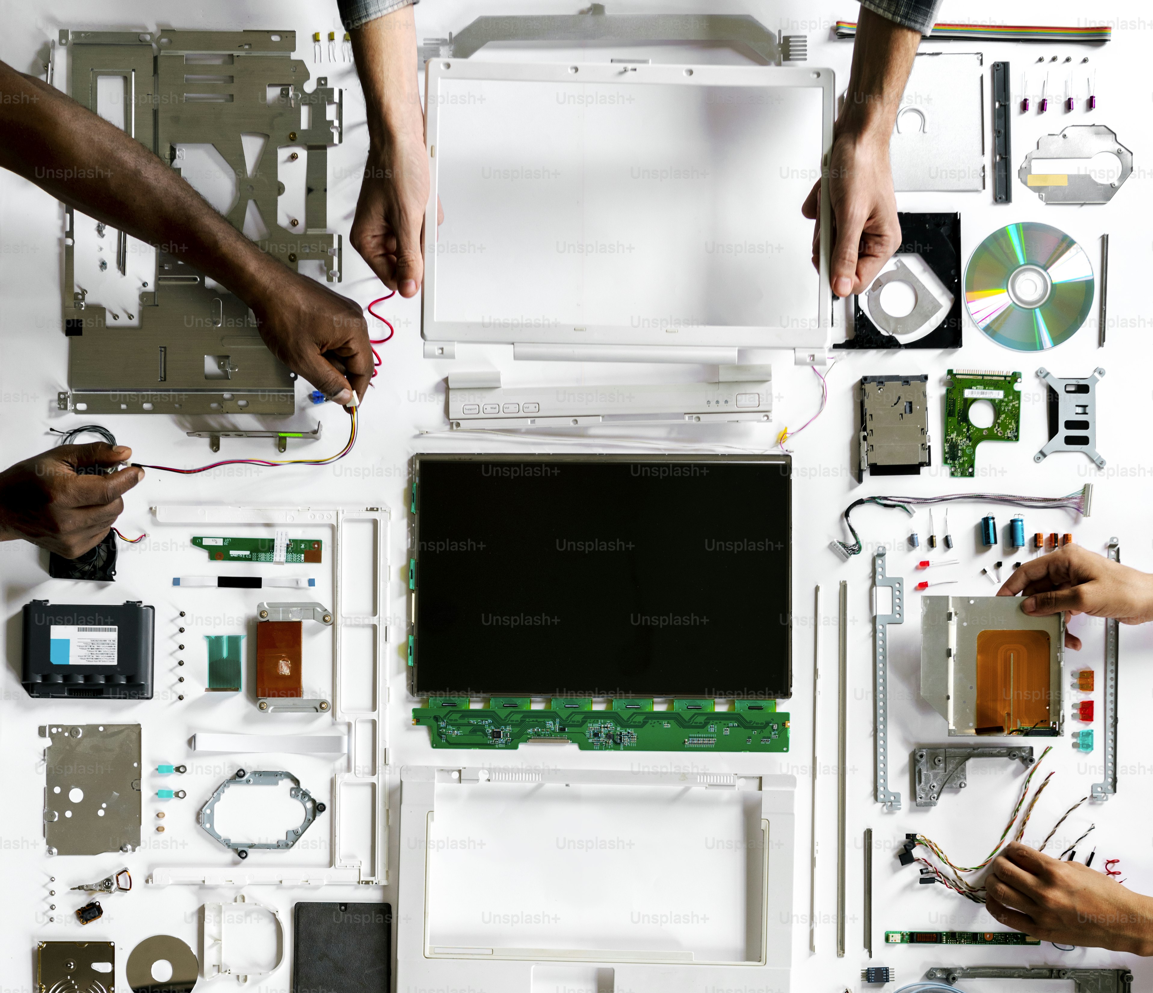 Visão aérea da tecnologia de equipamentos eletrônicos