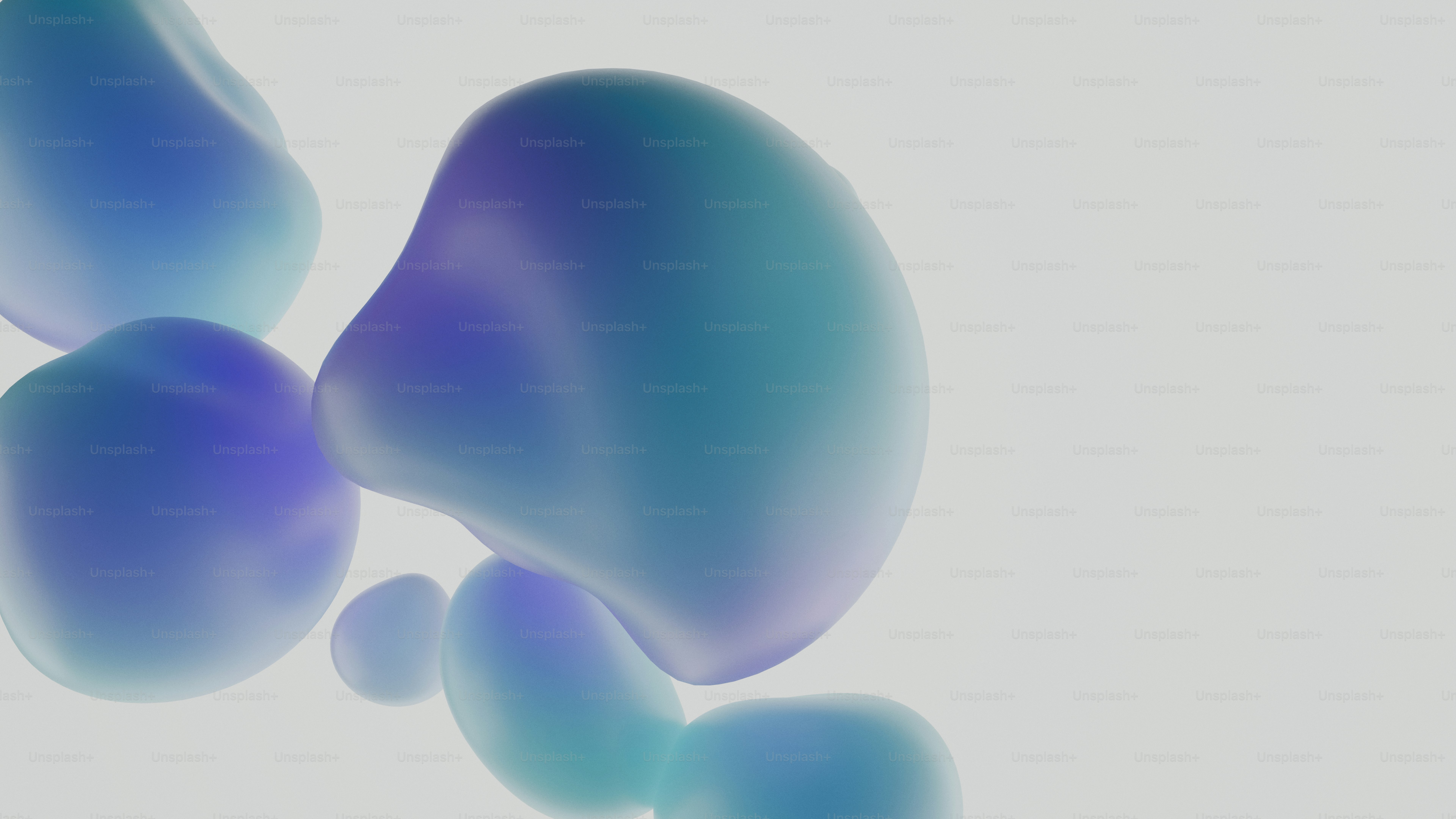 Abstract blue and purple blobs floating against white background