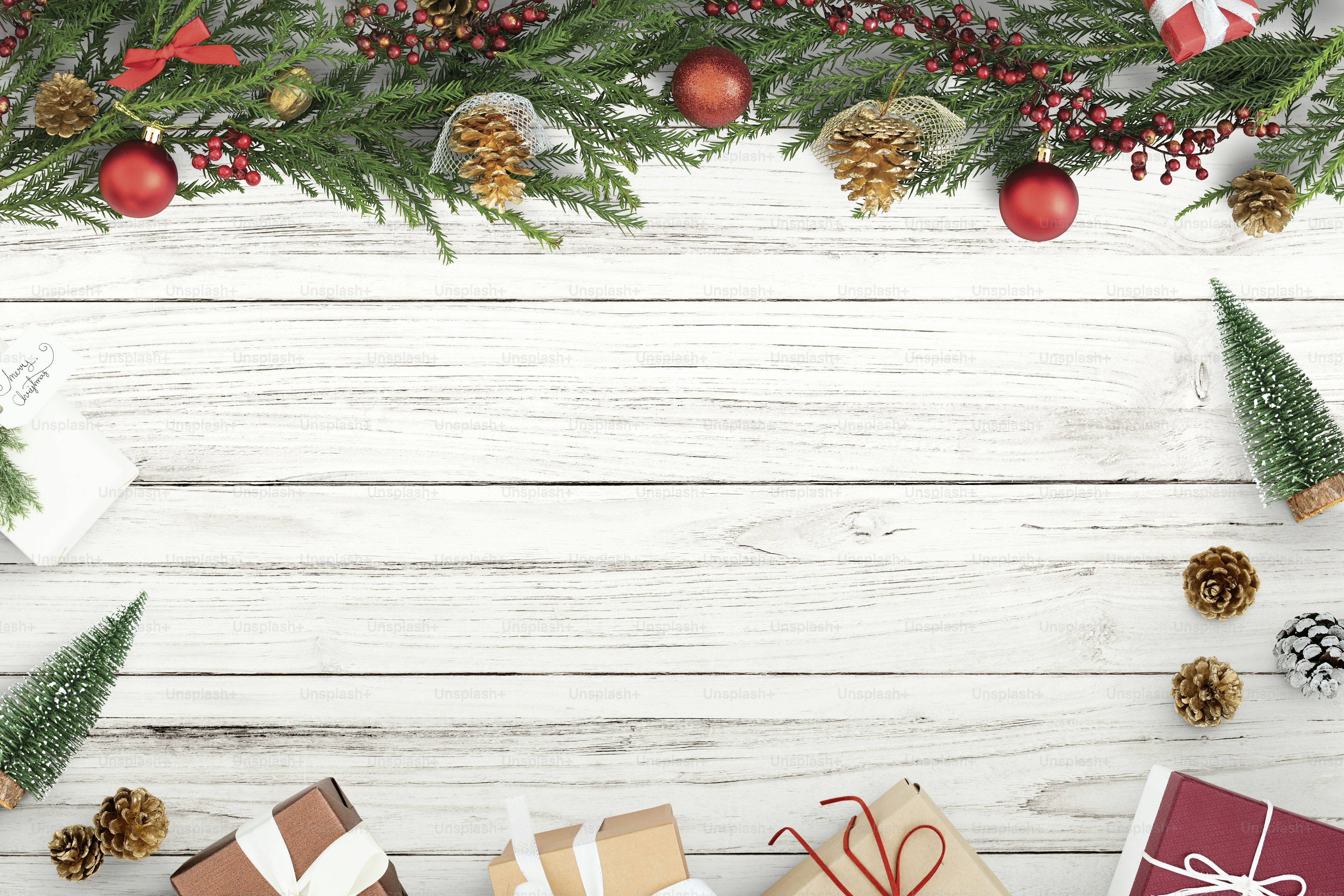 Decorated Christmas table flat lay mockup
