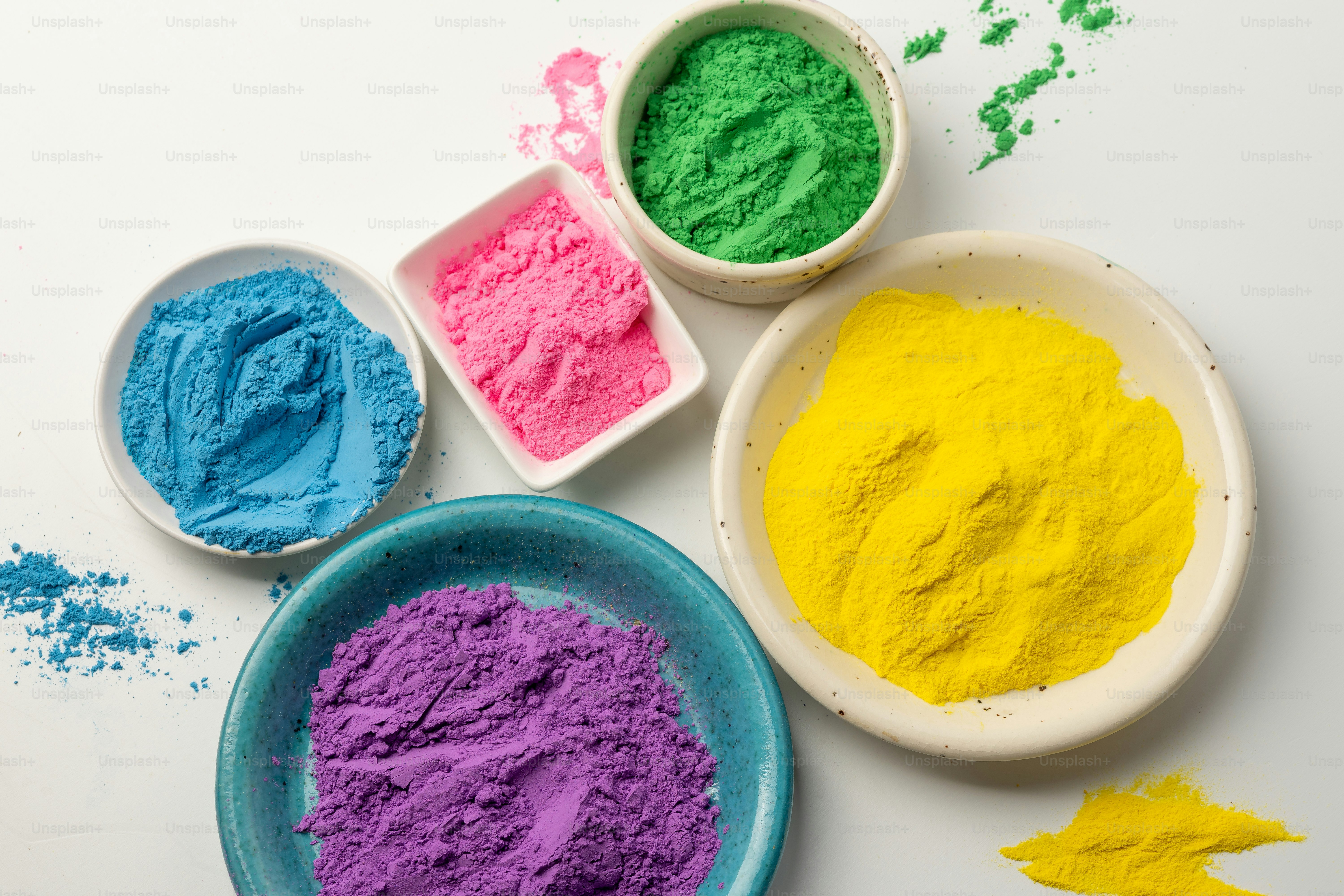 Abstract colorful powder stripes with white brush strokes photo ...