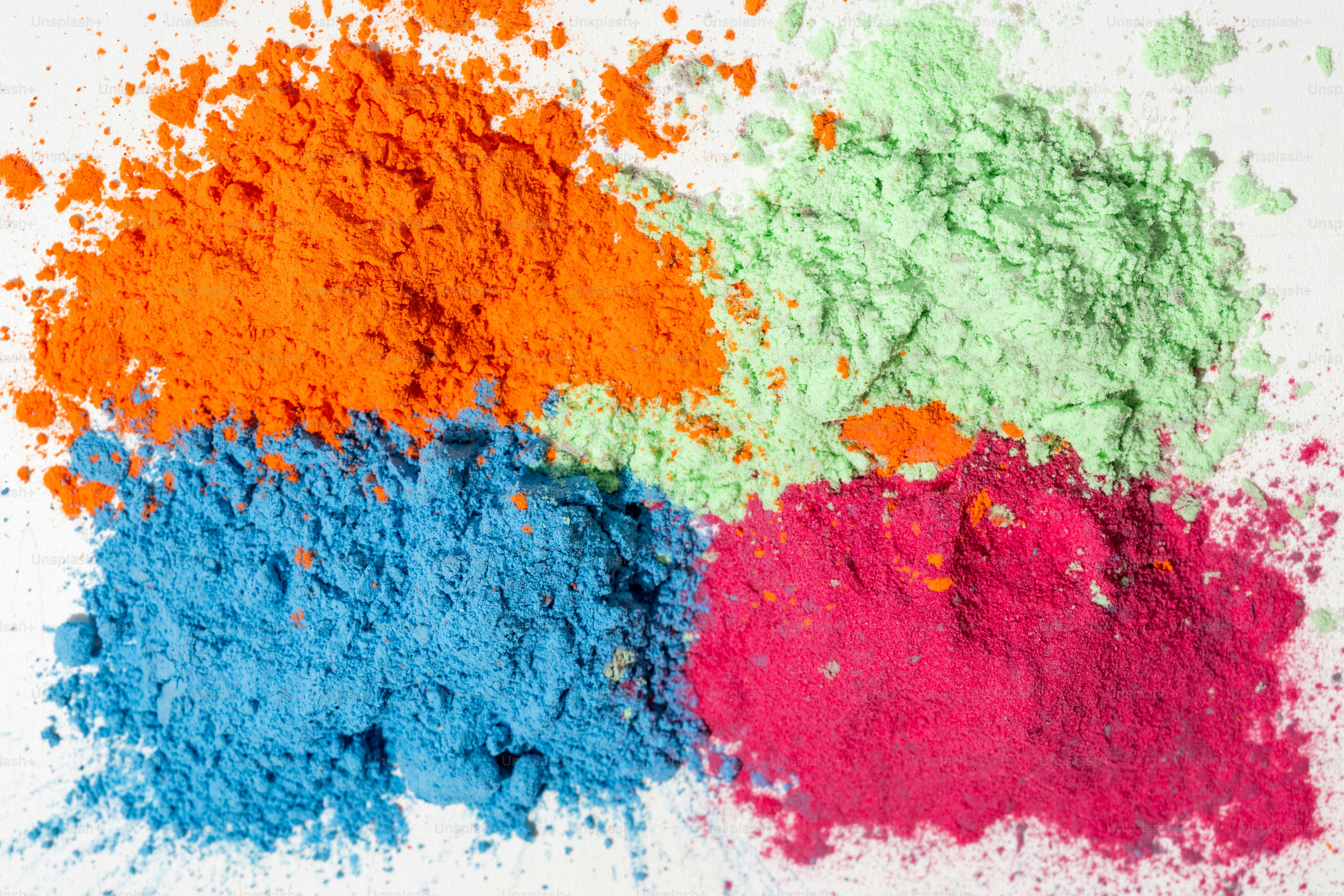 Bowls of colorful powders on white background photo – Holi Image on ...