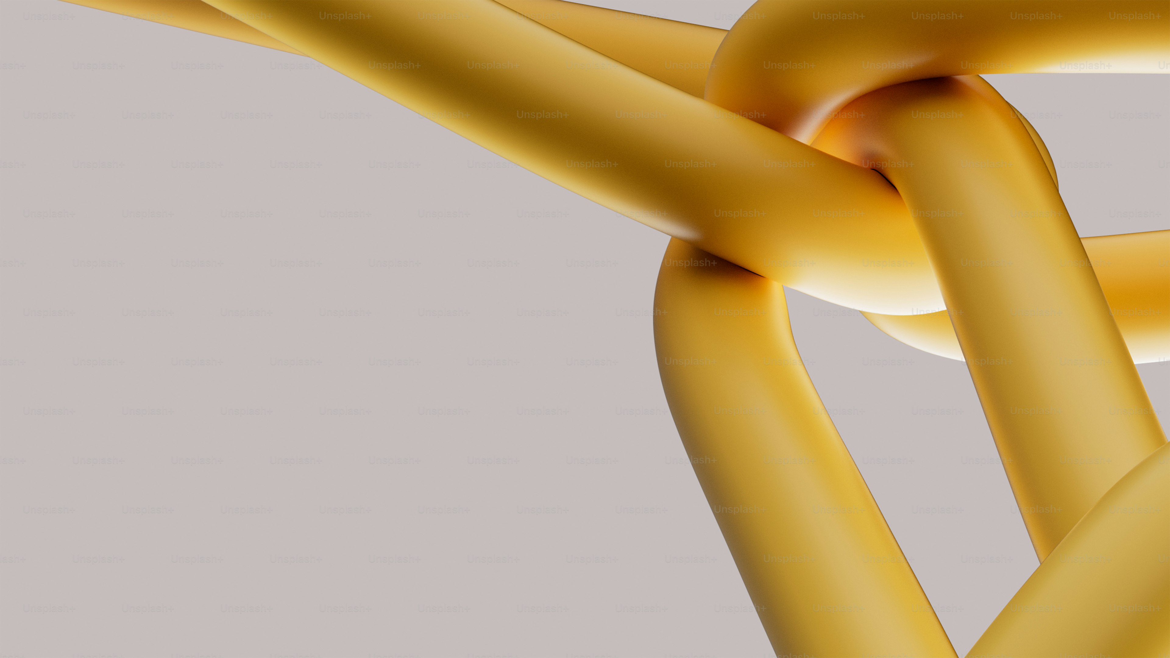 Interlocking yellow tubes against a gray background