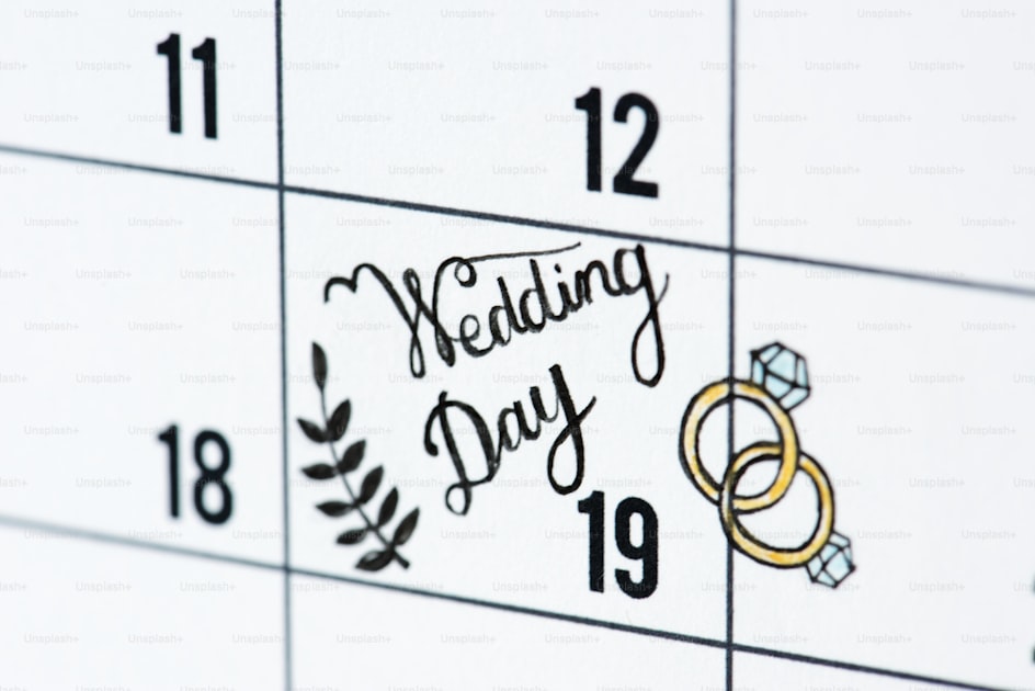 Calendario con promemoria del giorno del matrimonio