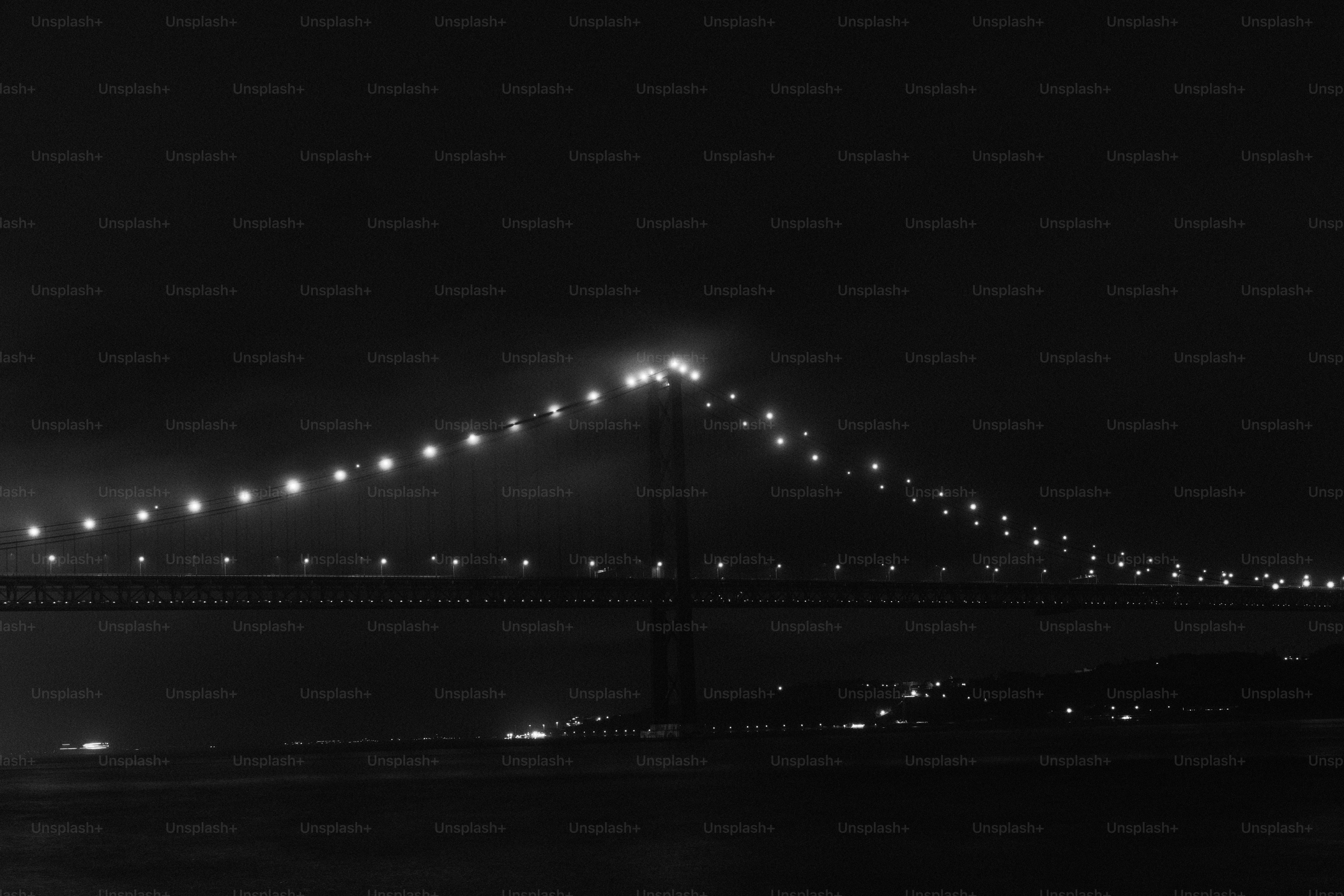 夜に灯りが灯る吊り橋。